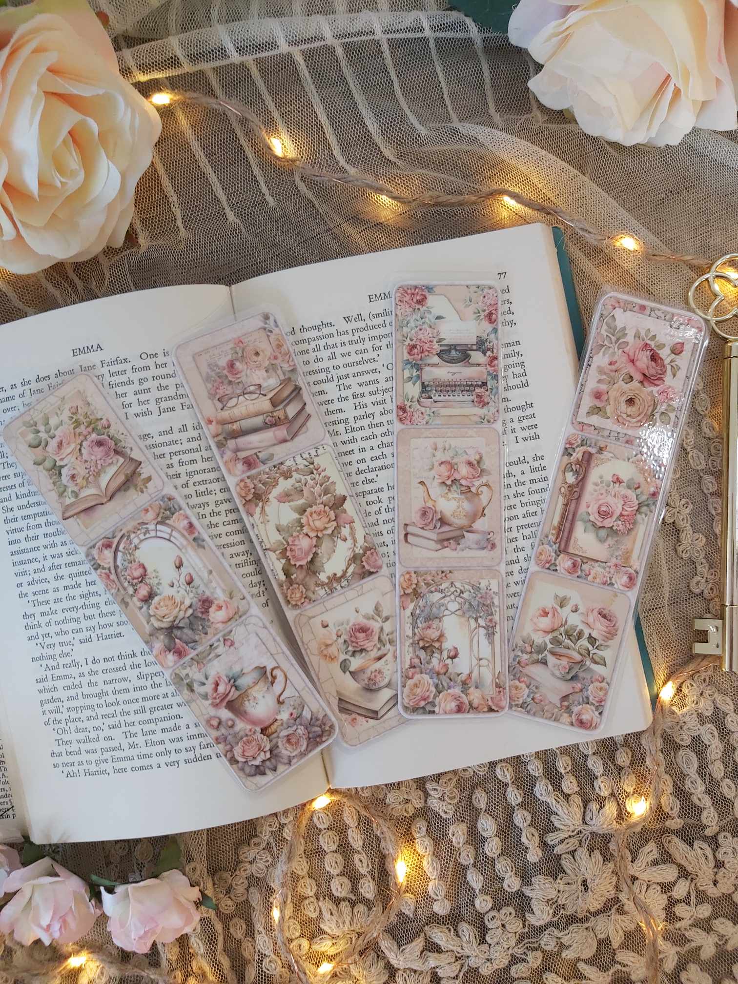 bookmarks vintage rose 