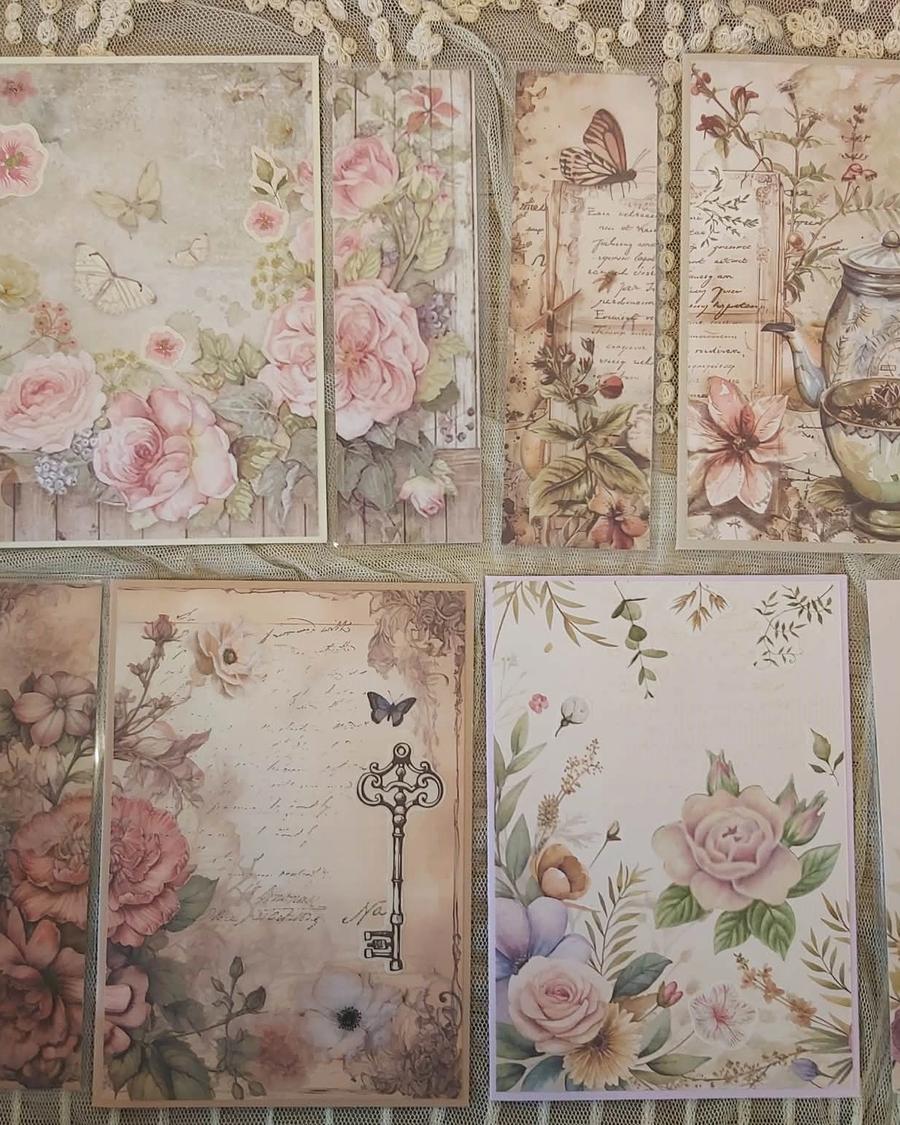 Set pozdravu a záložky kolekcia čarovné kvety, jemný vintage štýl