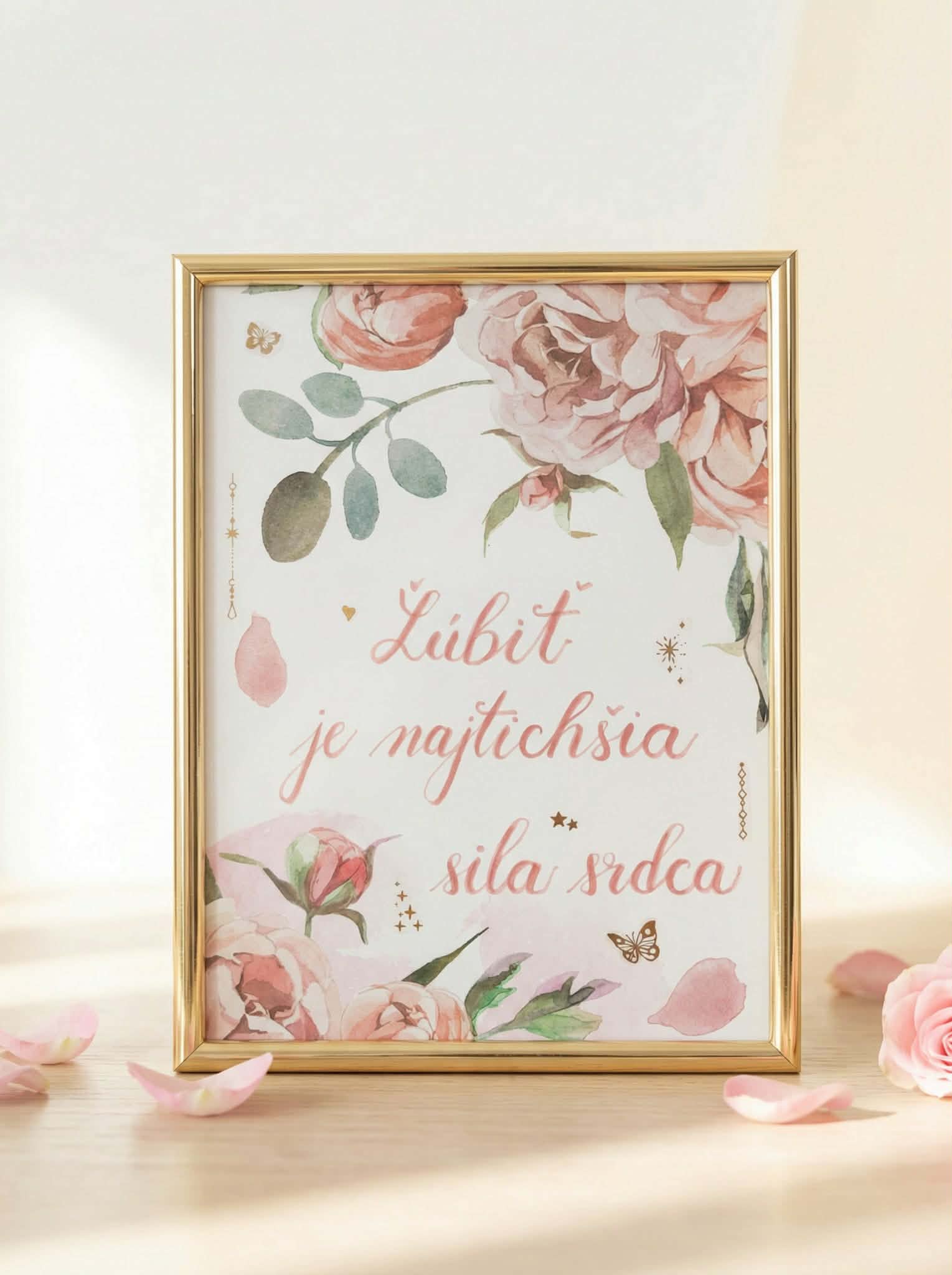 obraz dekorácia s ručne písaným citátom o láske