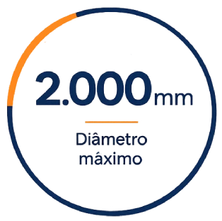 2.000 mm Diâmetro máximo