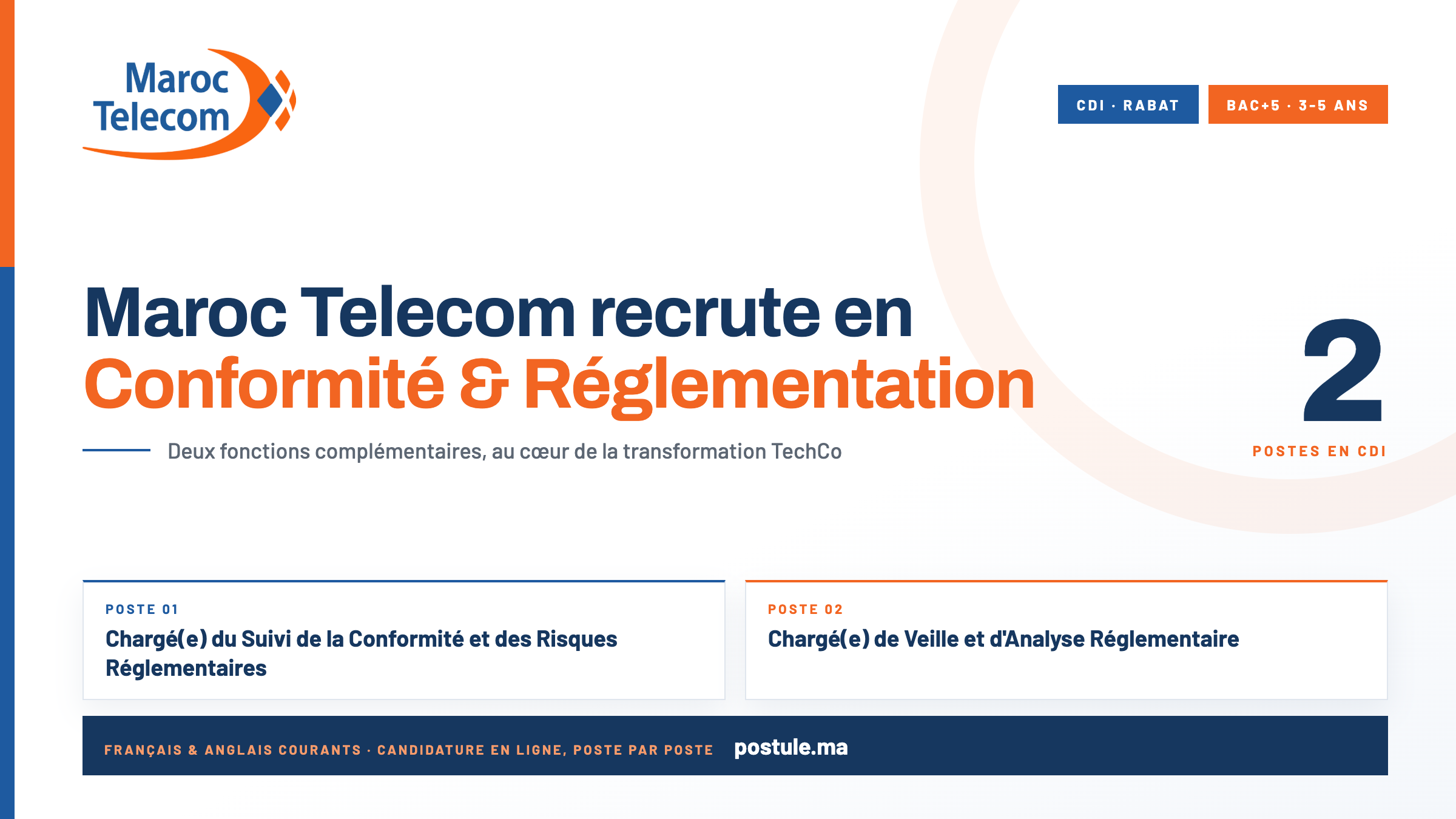 Maroc Telecom recrute en Conformité et Réglementation à Rabat