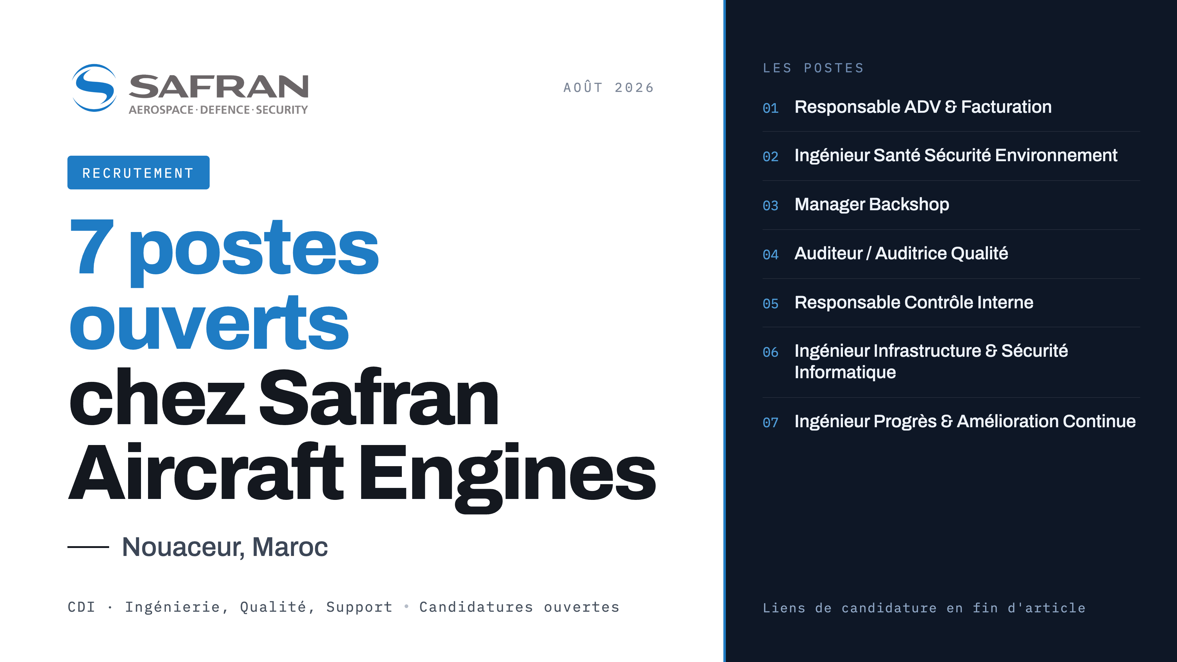 Safran Aircraft Engines ouvre 7 postes à Nouaceur pour son nouveau site LEAP