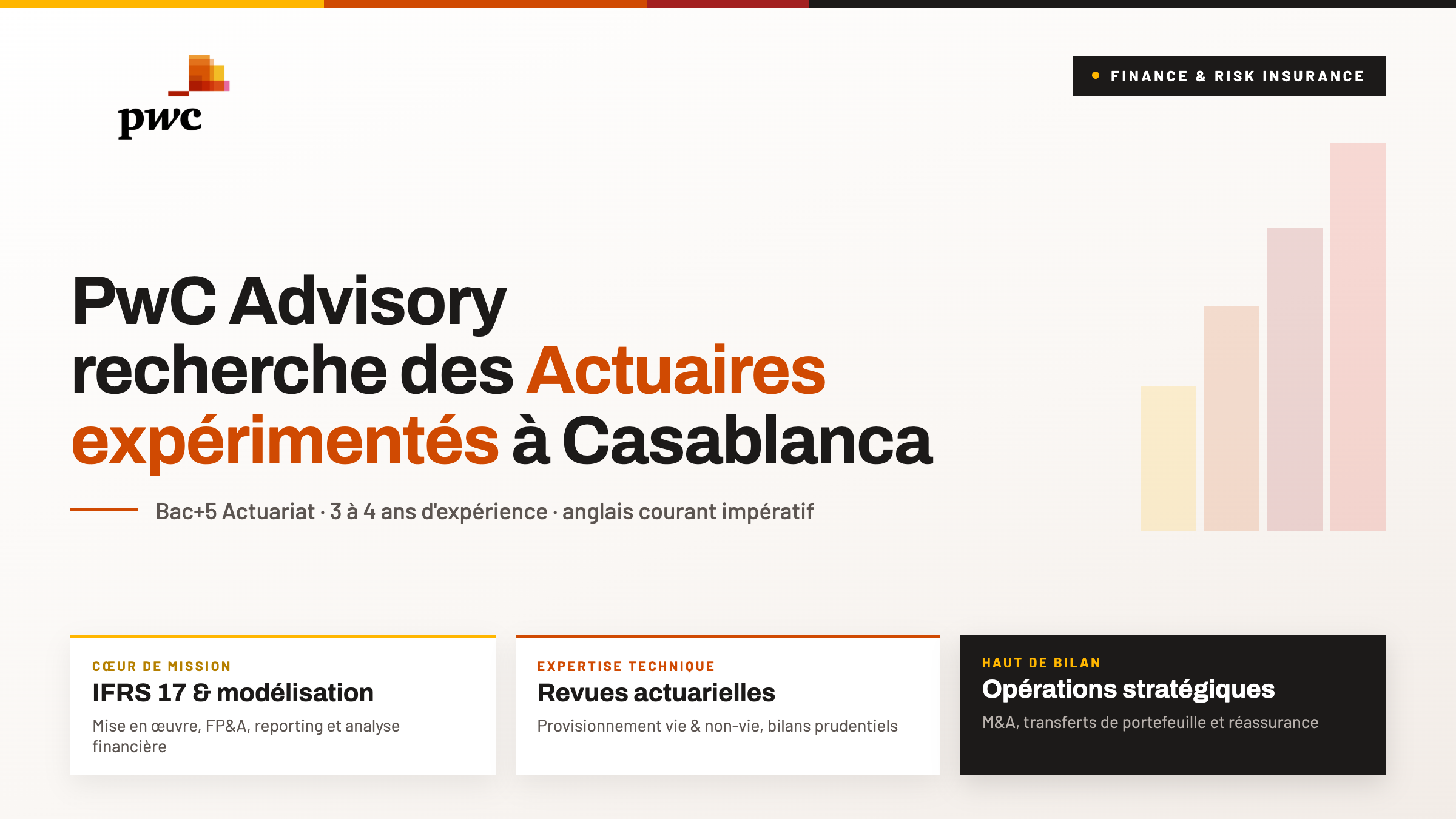 PwC Advisory recherche des Actuaires expérimentés à Casablanca