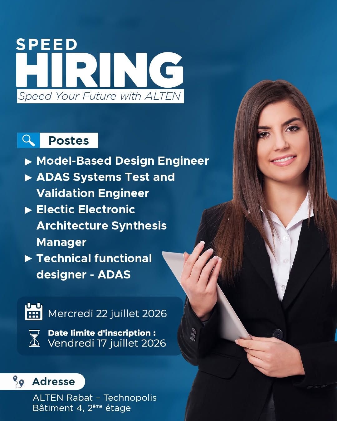 ALTEN Maroc organise un Speed Hiring à Rabat le 22 juillet 2026