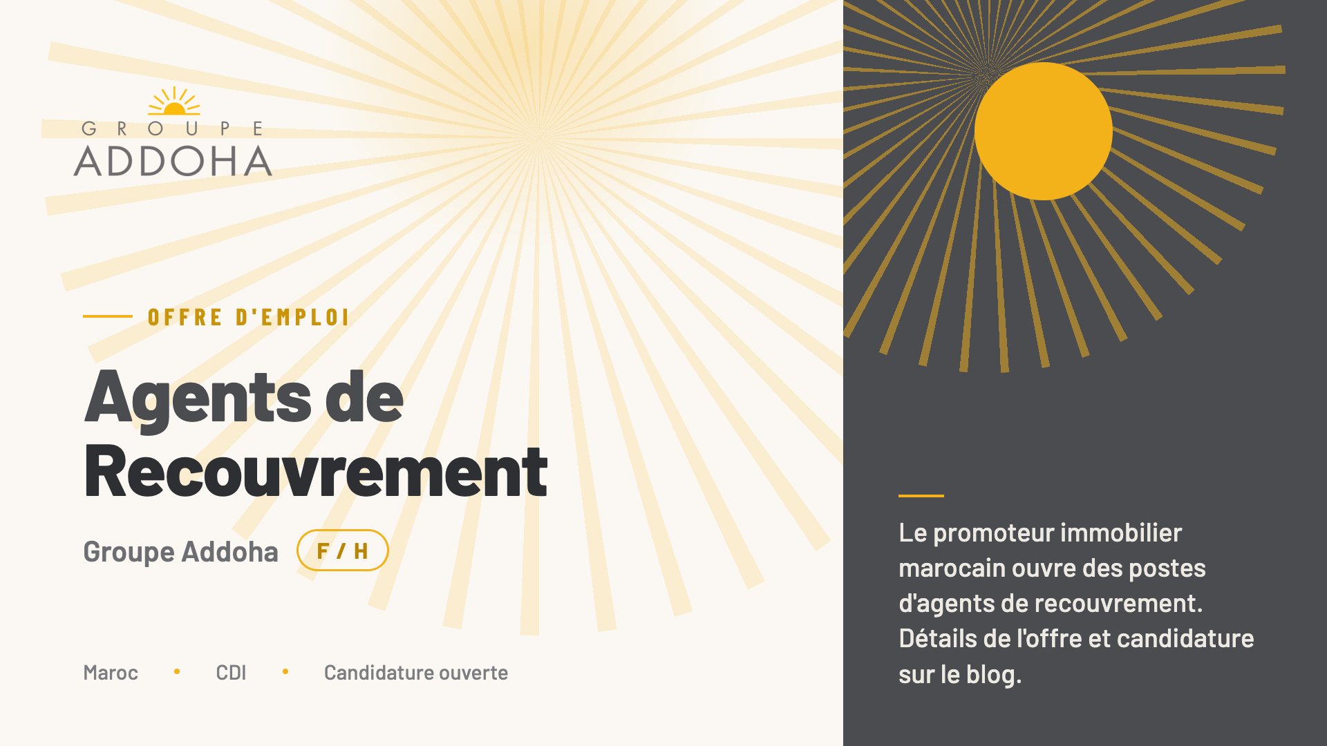 Groupe Addoha recrute des Agents de Recouvrement (F/H)