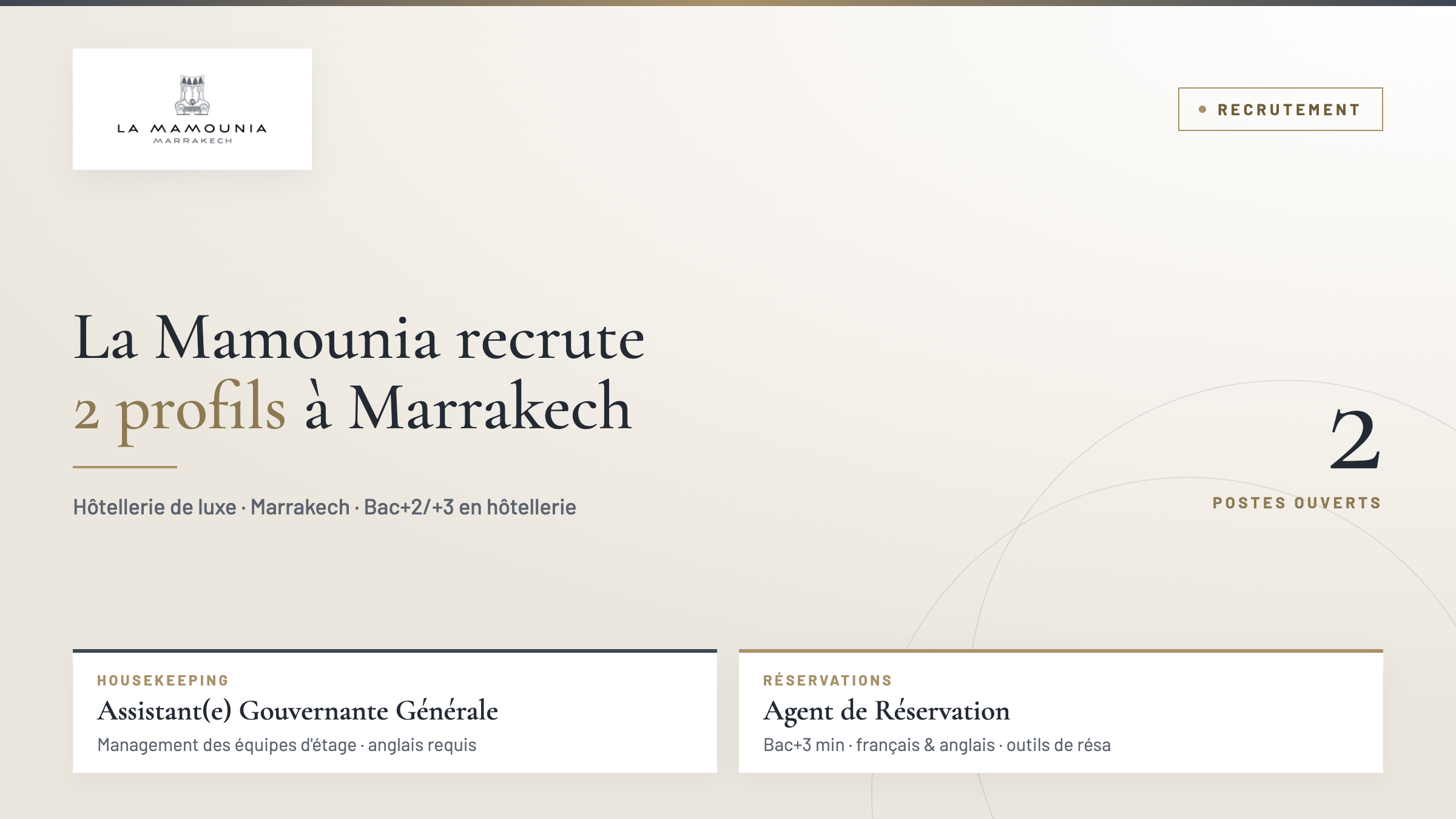 La Mamounia recrute à Marrakech
