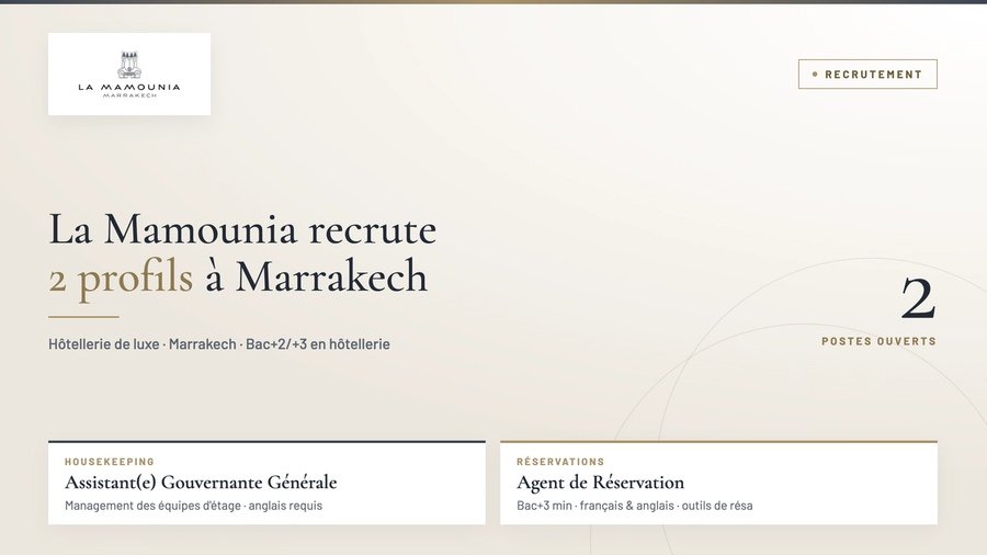 La Mamounia recrute à Marrakech