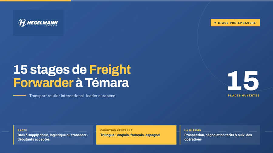 HEGELMANN GROUP : 15 stages pré-embauche de Freight Forwarders à Témara