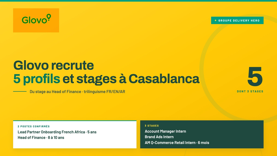 Glovo recrute 5 profils et stages à Casablanca