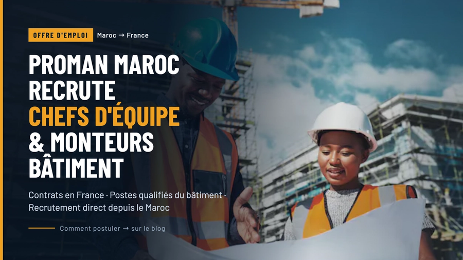 PROMAN Maroc recrute des Chefs d'équipe et Monteurs Bâtiment pour la France
