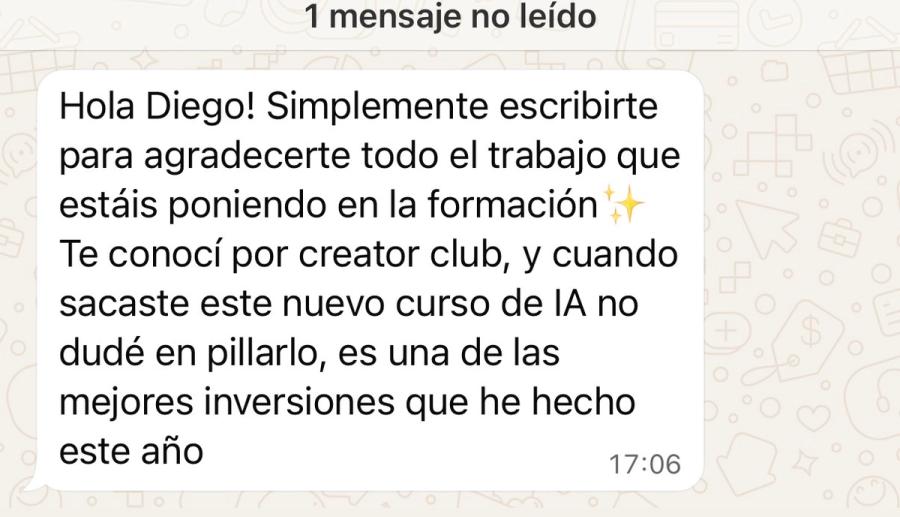Testimonio real de un alumno por WhatsApp
