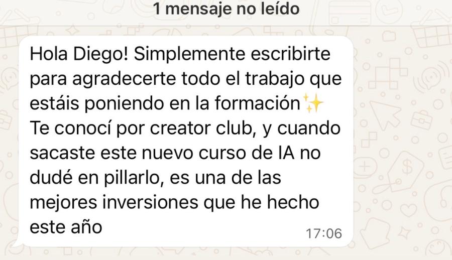 Testimonio real de un alumno por WhatsApp