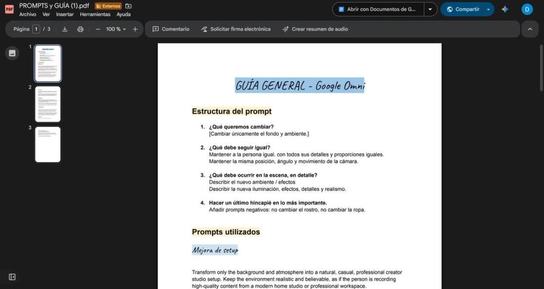 Las guías de prompts.