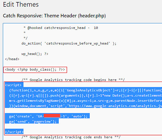 paste the google analytics code to the wordpress website