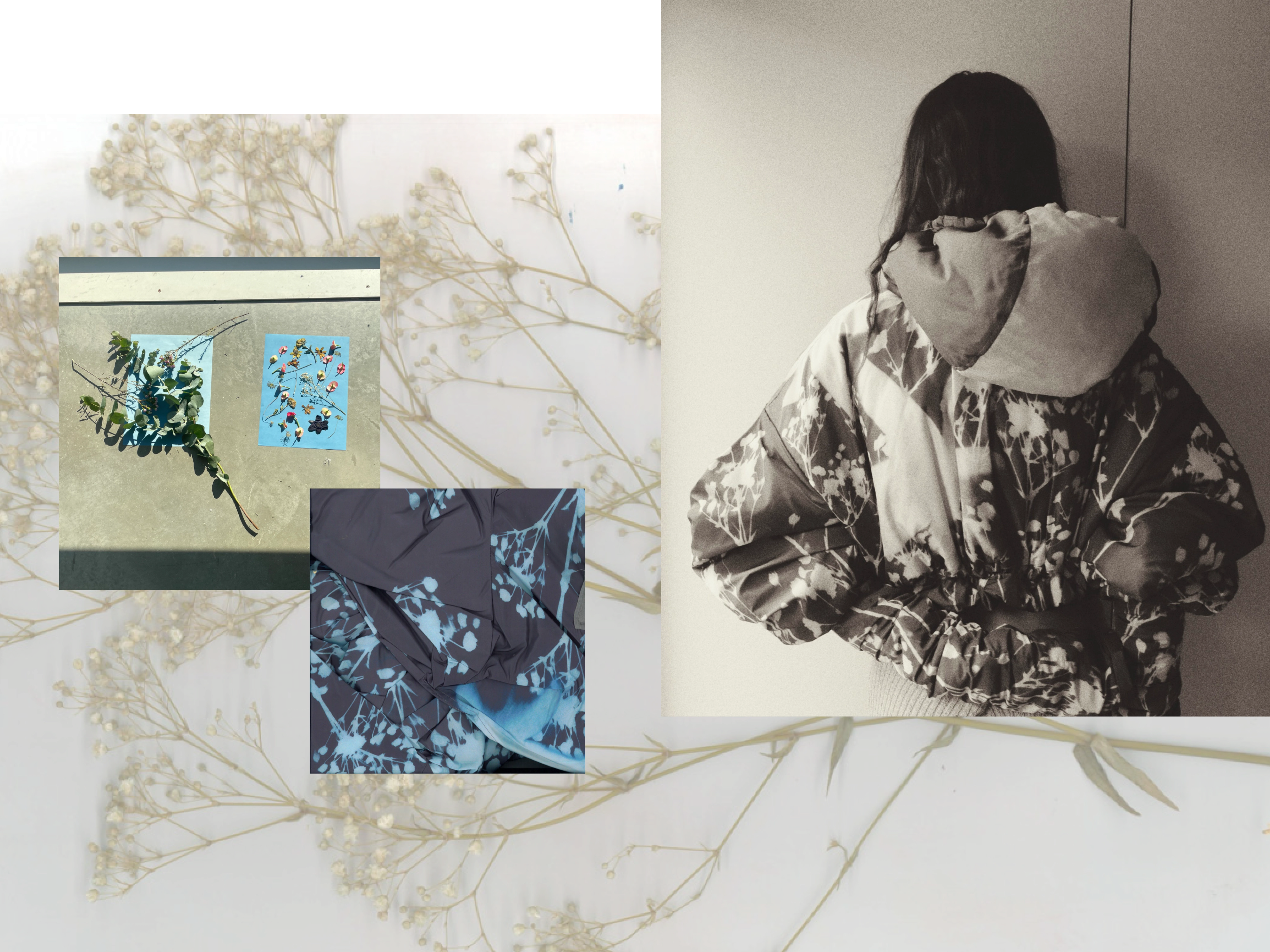 Cyanotype Prints: Classic floral motifs are reinvented through the cyanotype process, creating a fresh, modern take on a nostalgic print.