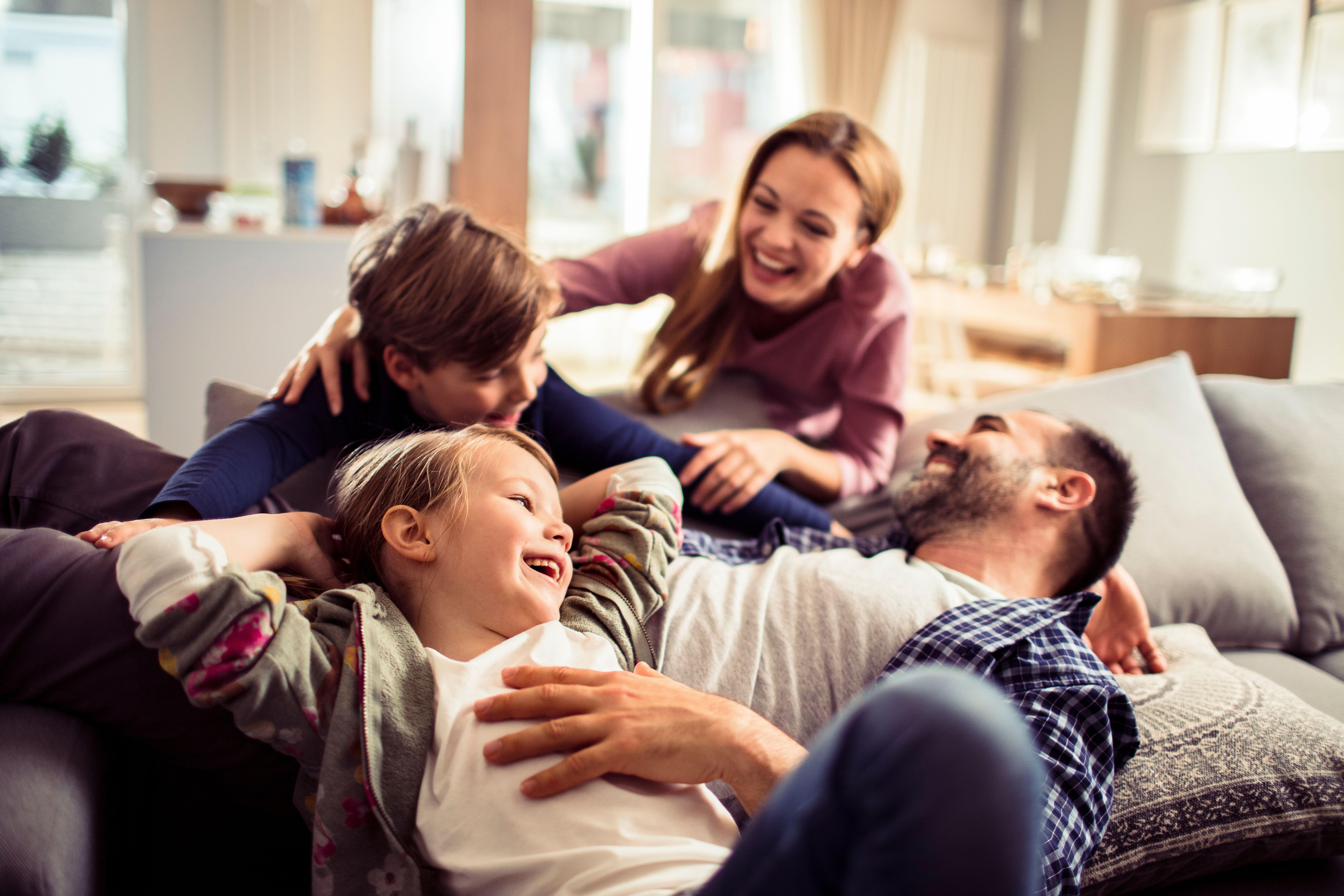 Family enjoying time together at home