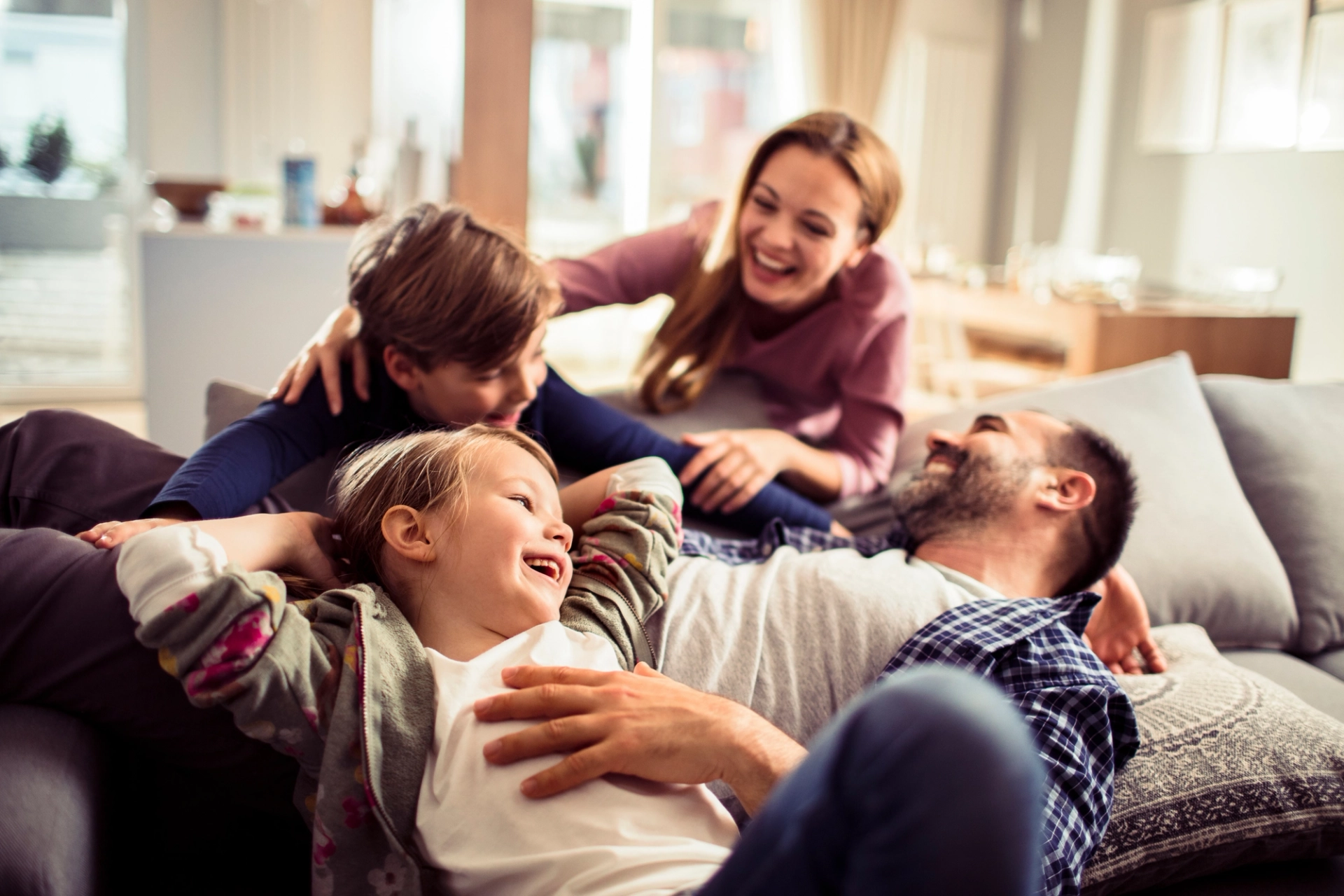Family enjoying time together at home