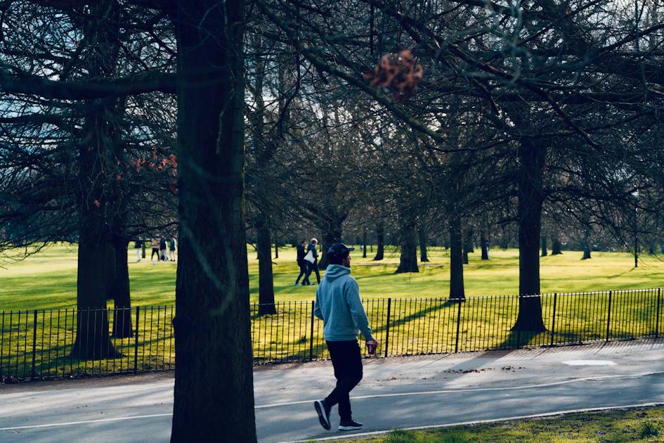 Person jogging on a park path