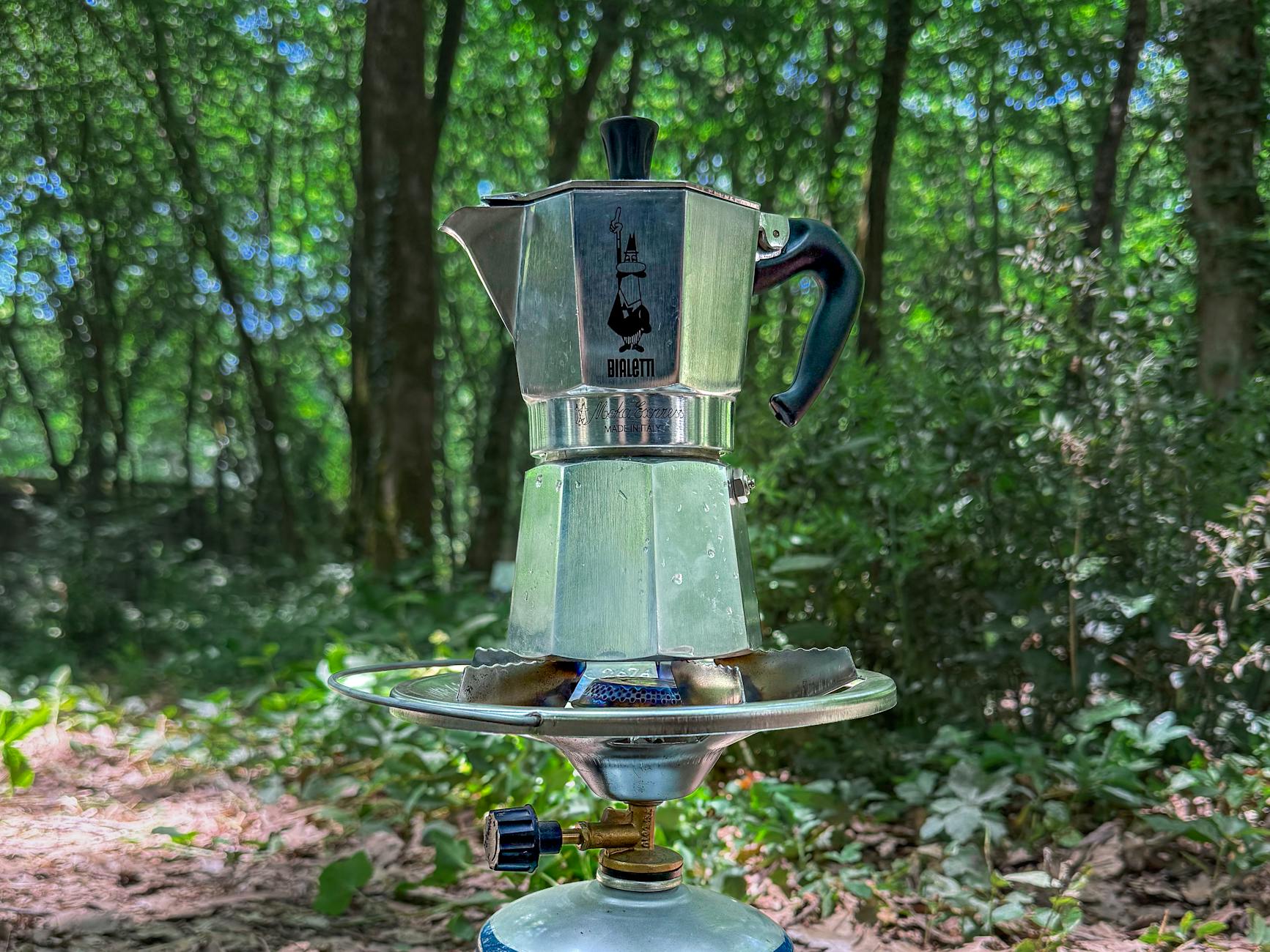 moka pot on stove