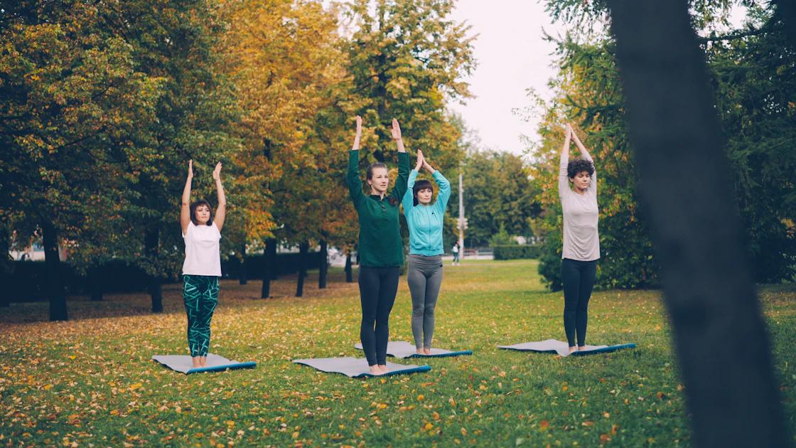 Woman stretching outdoors