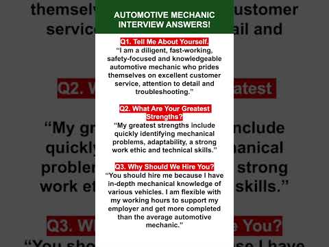 Watch: AUTOMOTIVE MECHANIC Interview Questions & Answers! #mechanic #jobinterview