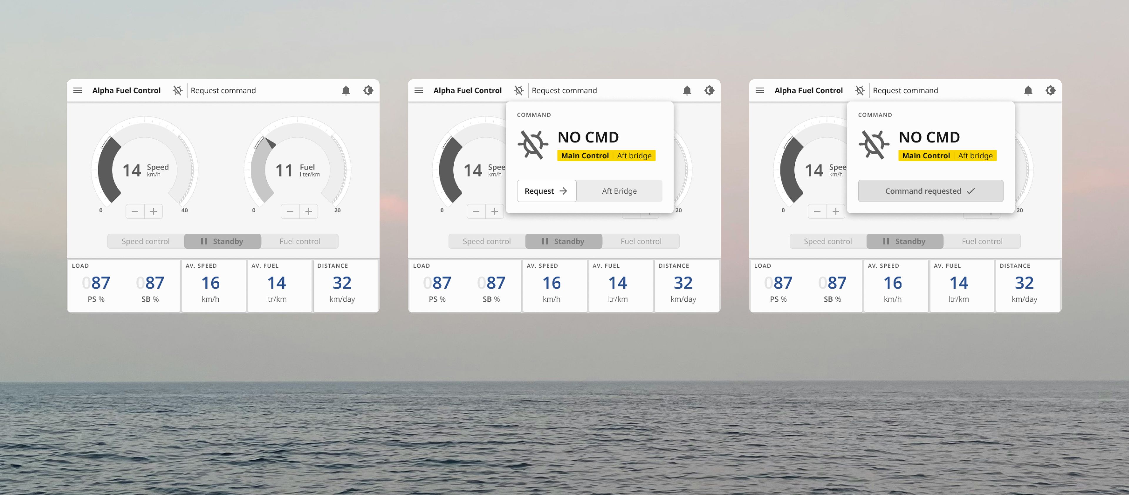 Displaying the interface when requesting command