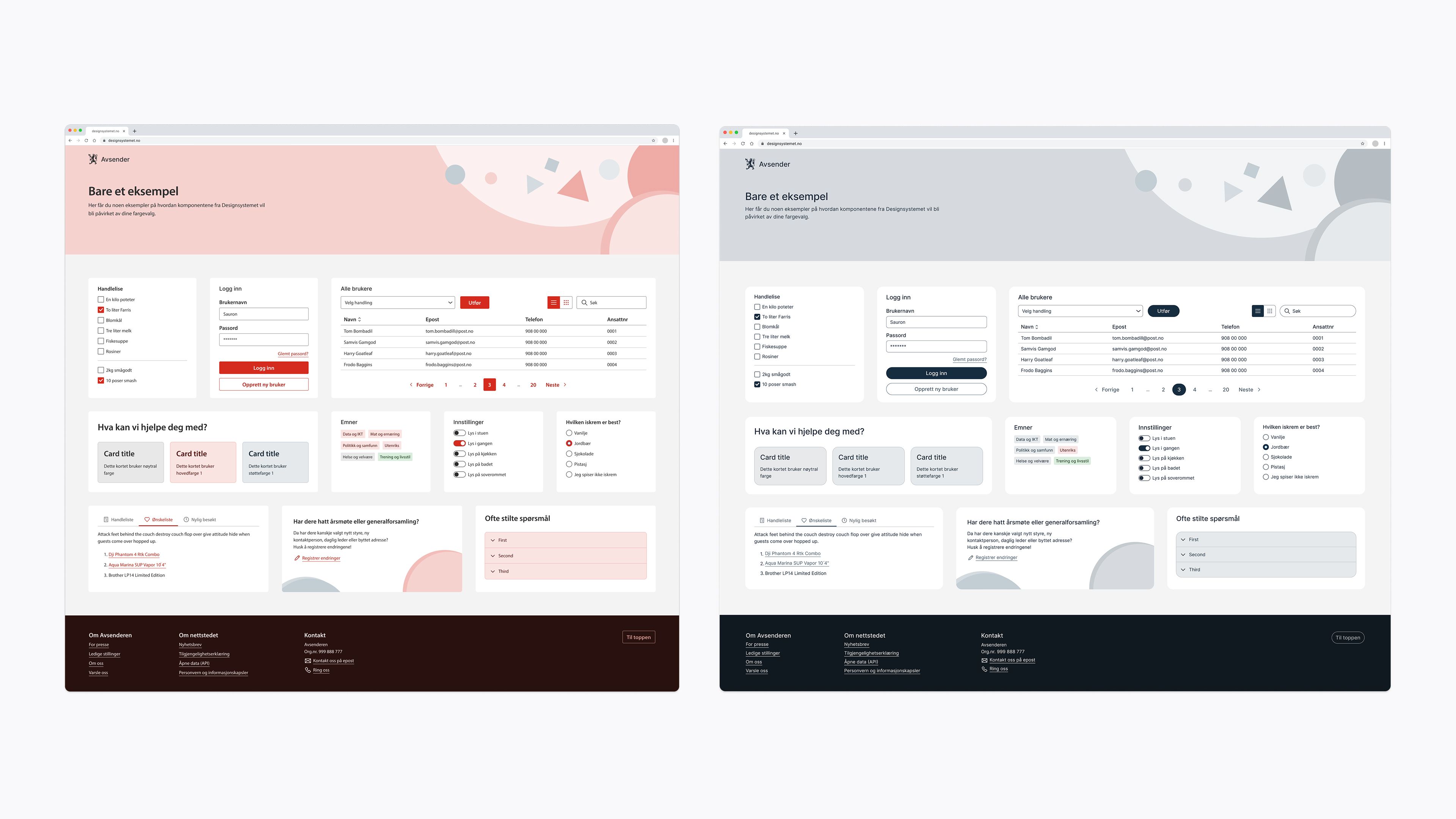 Designsystemet fra Digdir tilpasset til Norges Røde Kors sin visuelle profil