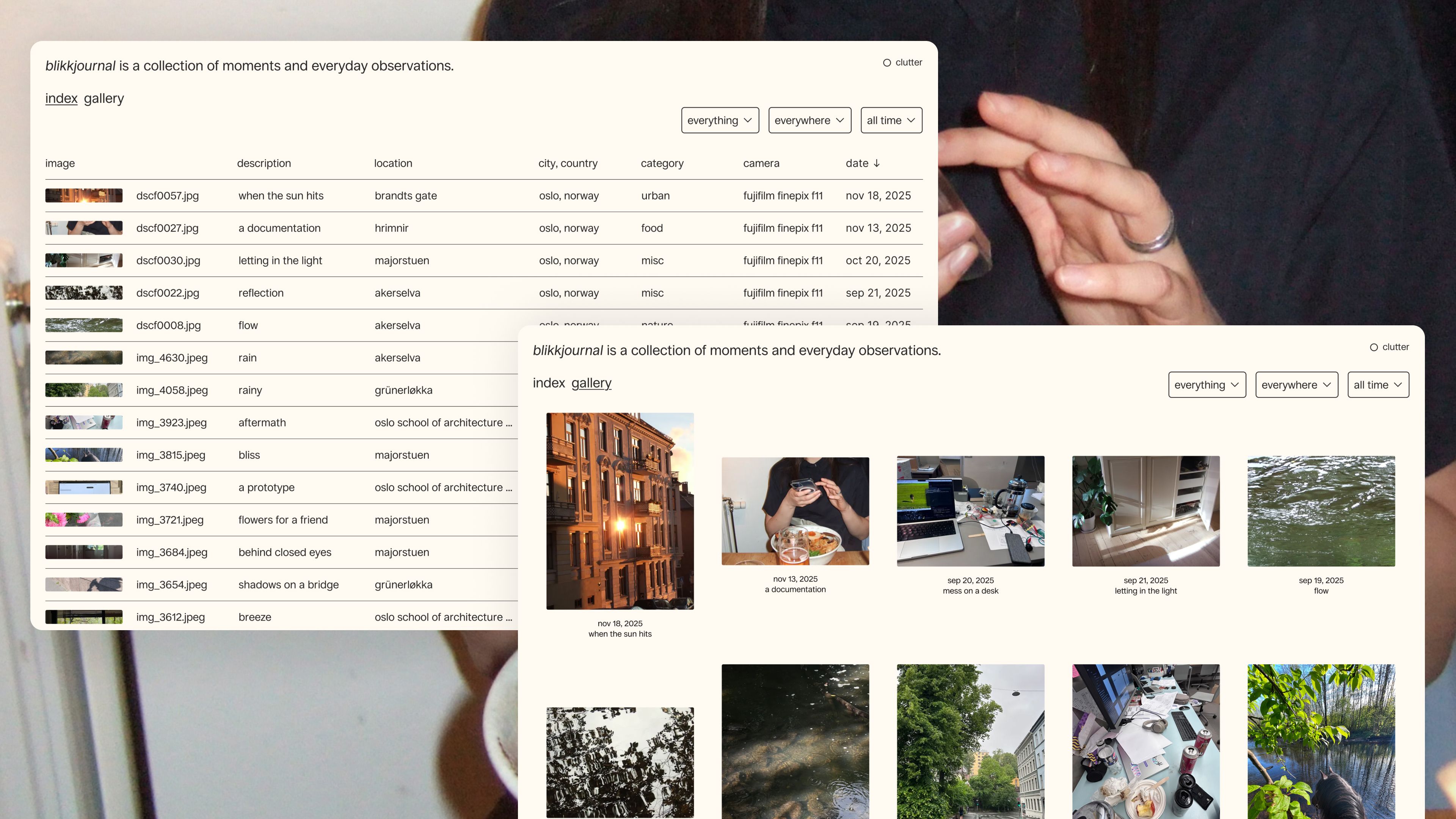 The interface displayed in full clutter mode