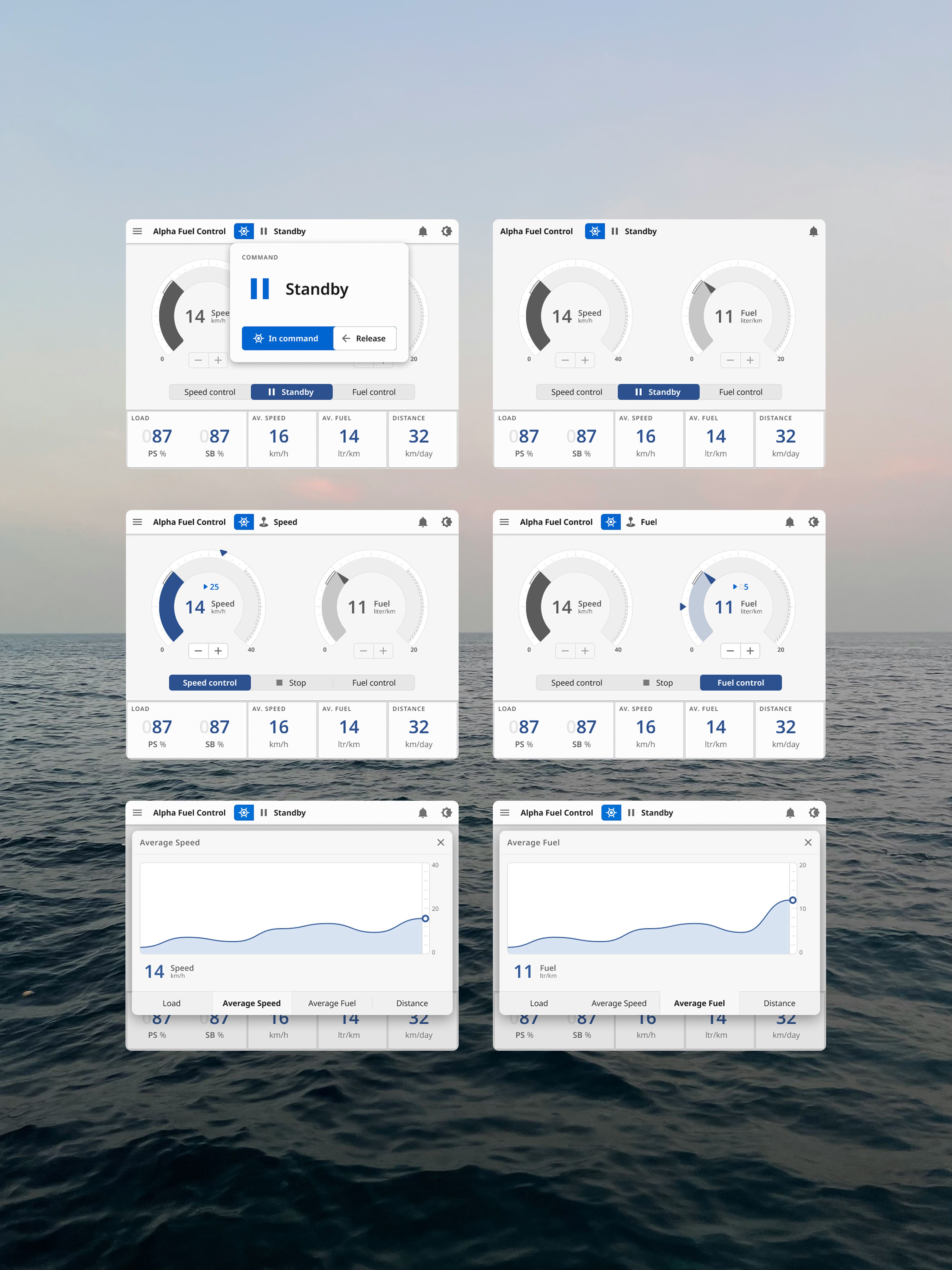Interface showing the system when in command