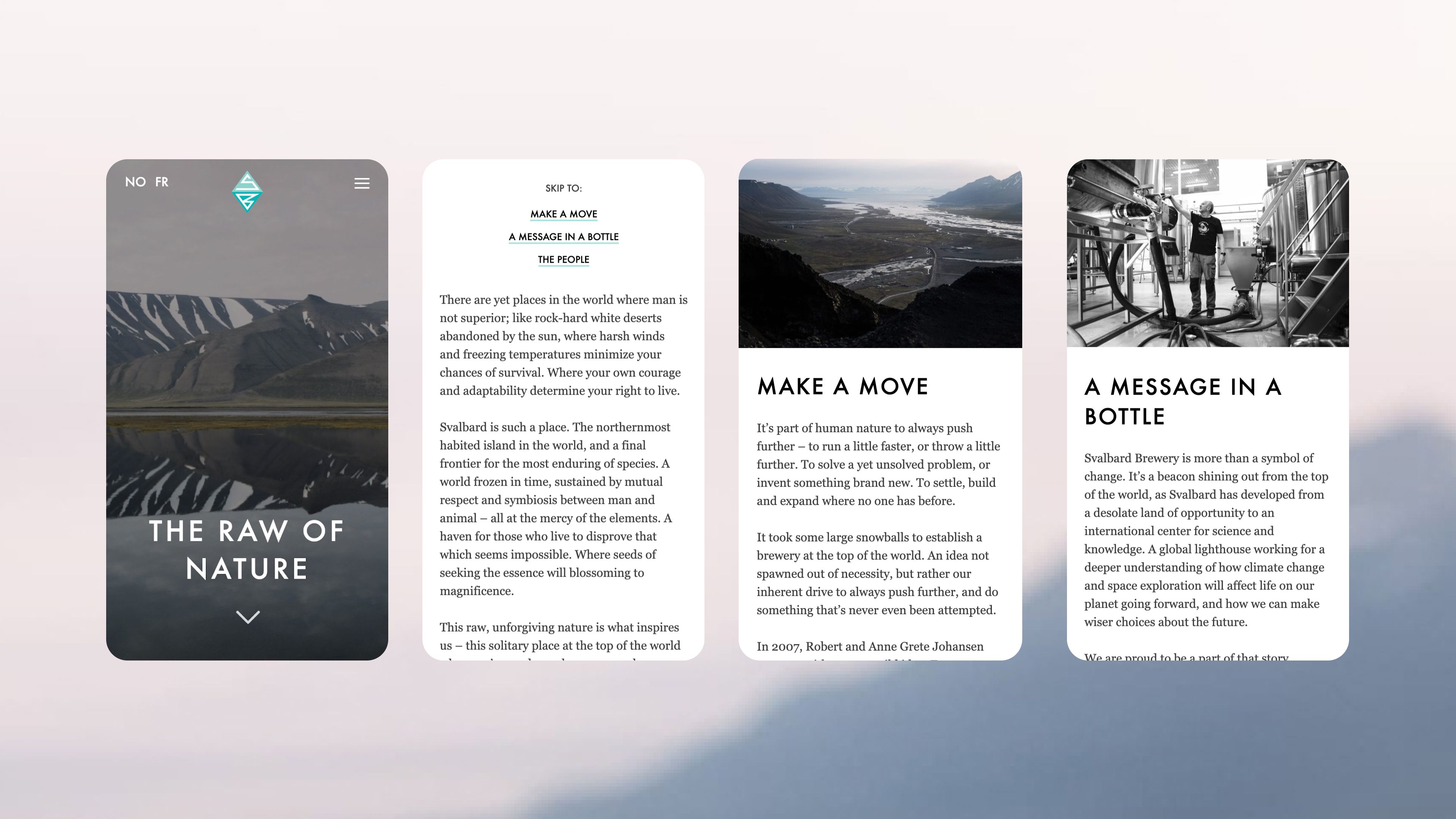Screens displaying the about page