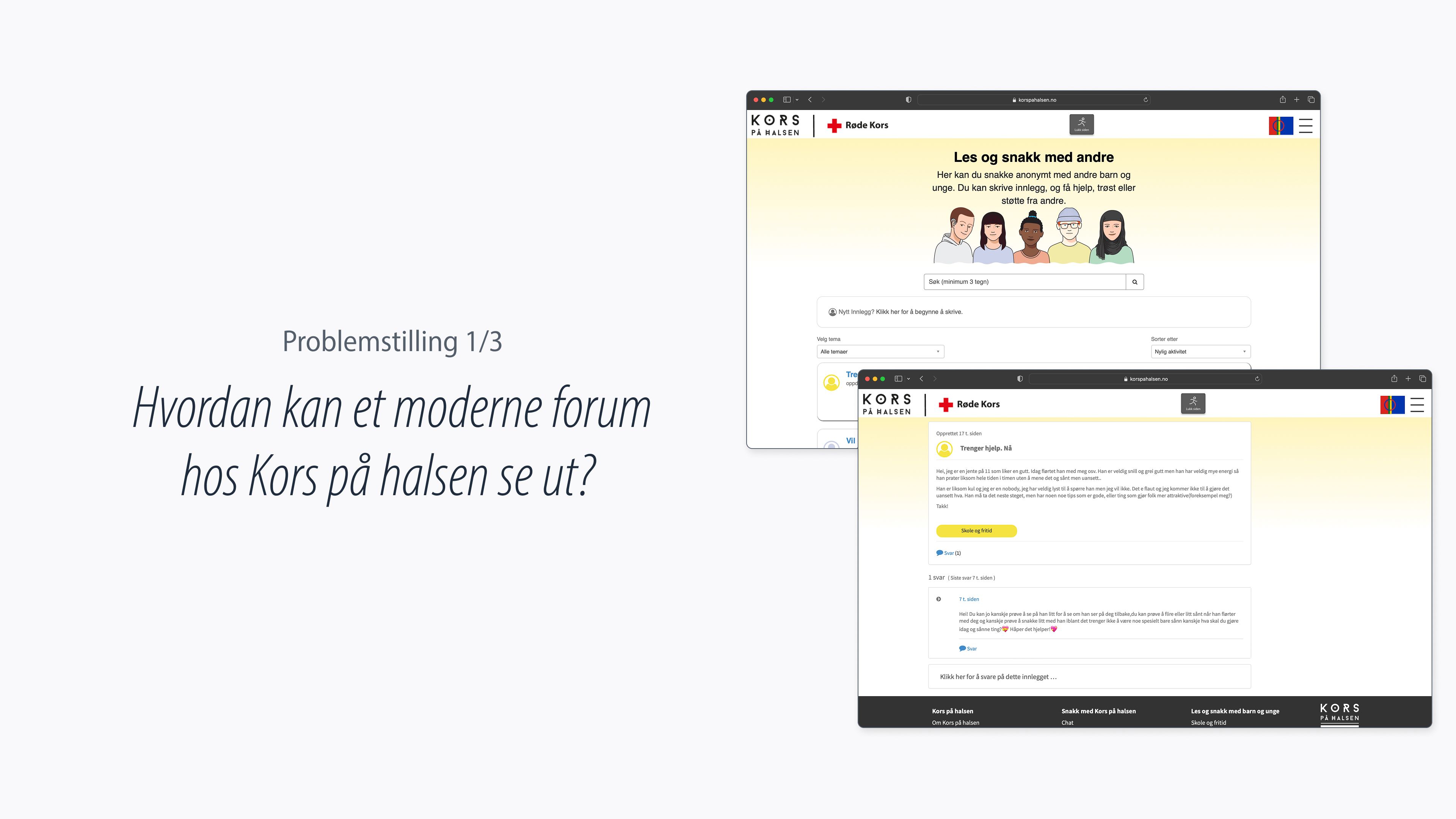 Problemstilling 1: Hvordan kan et moderne forum hos Kors på halsen se ut?