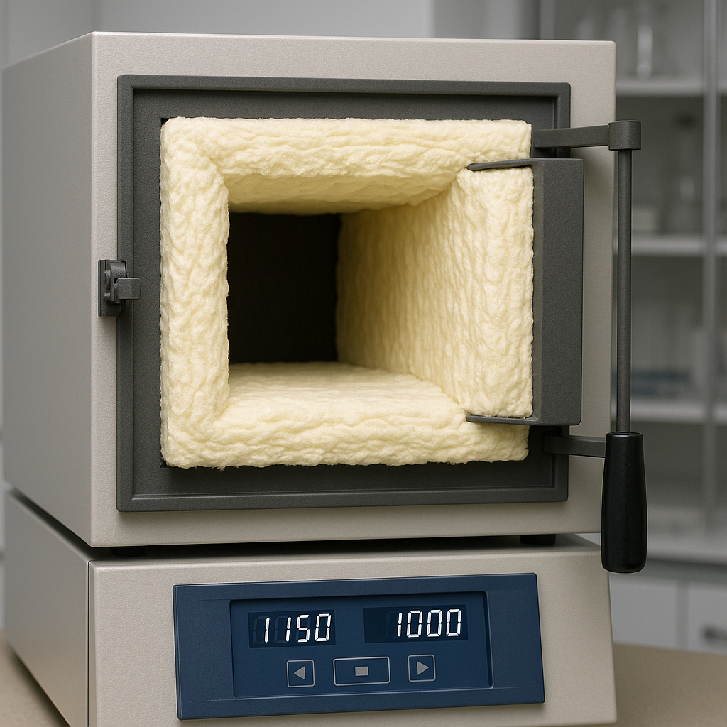 Laboratory furnace with insulation, designed for high-temperature experiments and safe operation in a research setting.