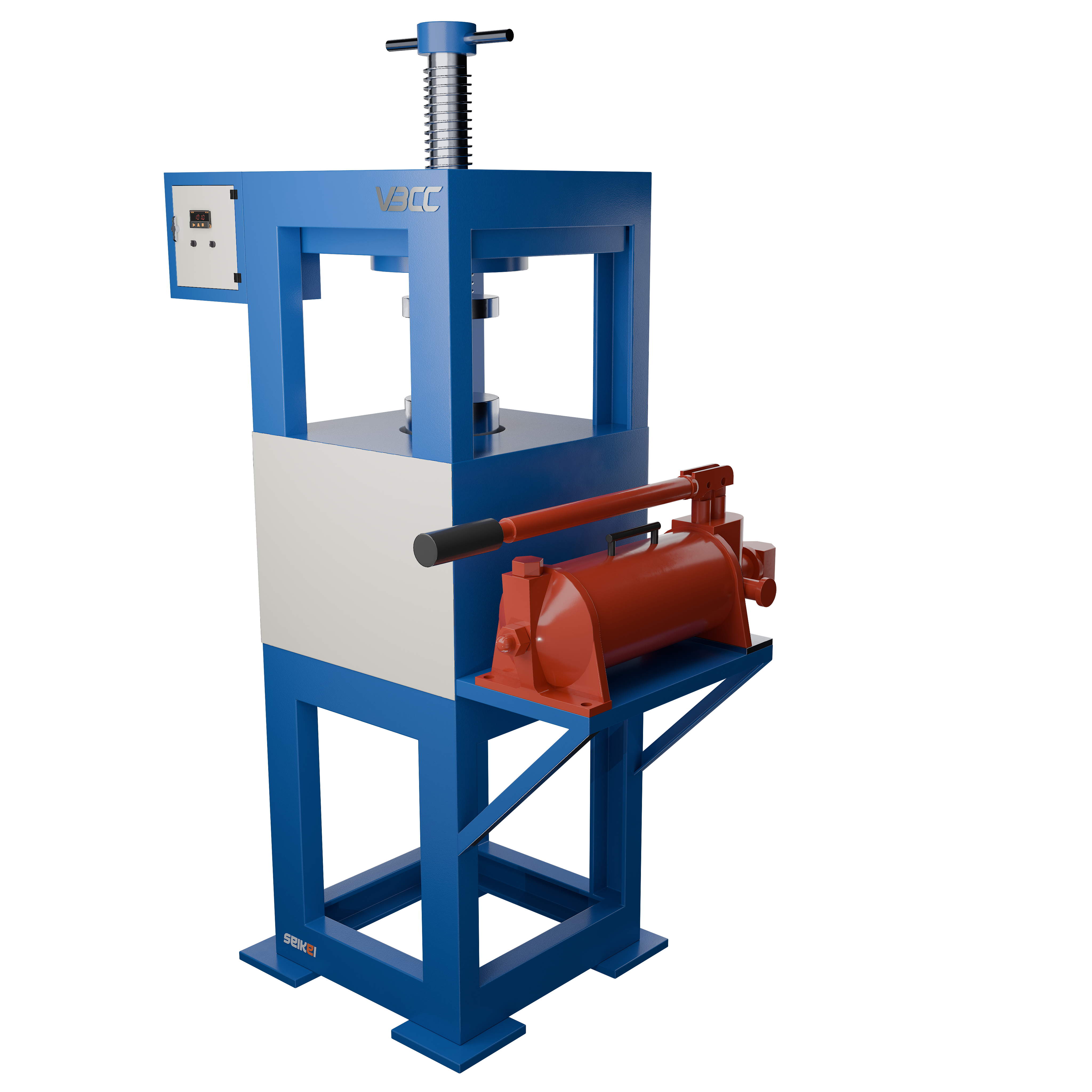 VBCC's 50-ton manual hydraulic press, engineered for robust performance in material shaping and compression processes.