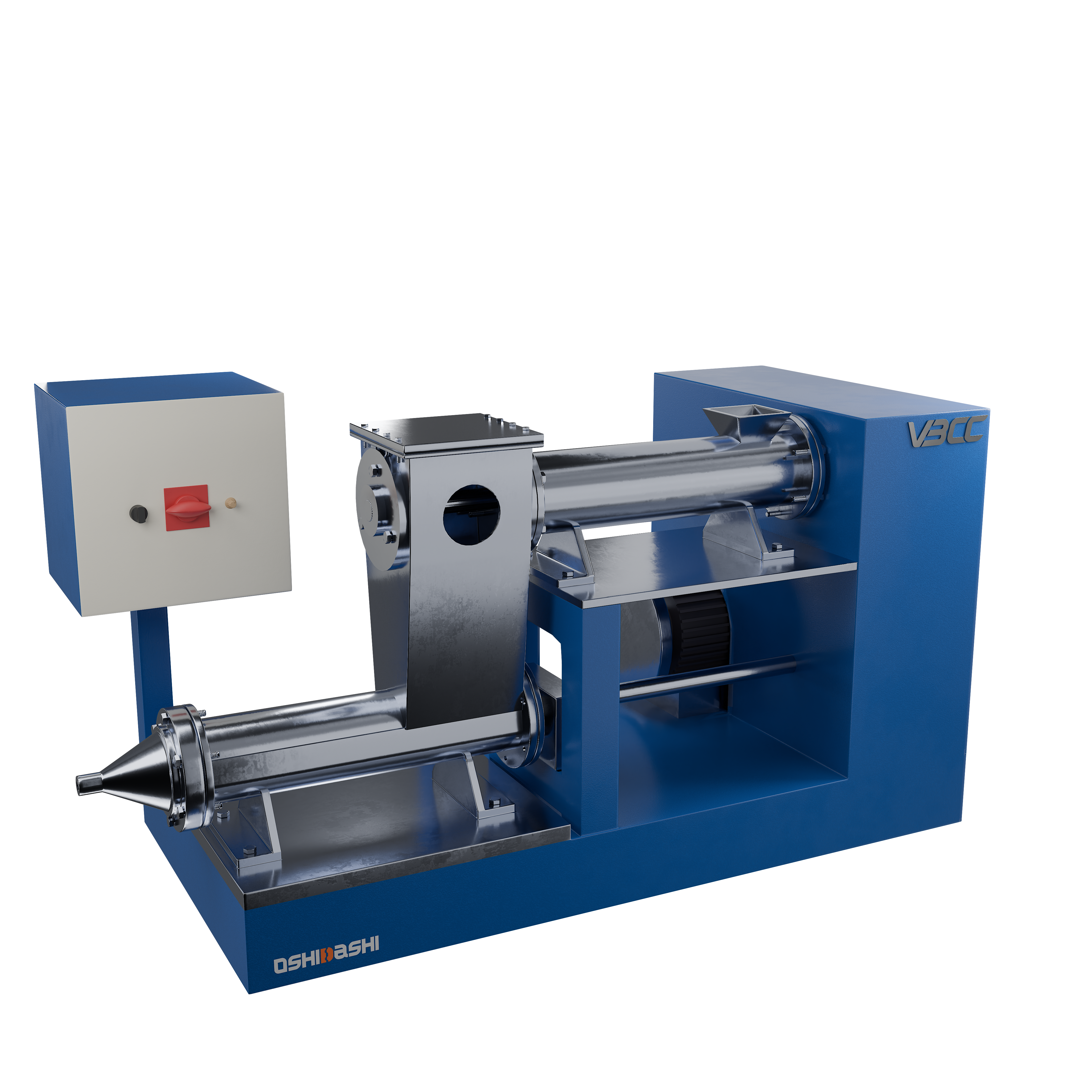 Image of VBCC's vacuum extruder, designed to enhance material quality by removing volatiles during the extrusion process Image of VBCC's vacuum extruder, designed to enhance material quality by removing volatiles during the extrusion process