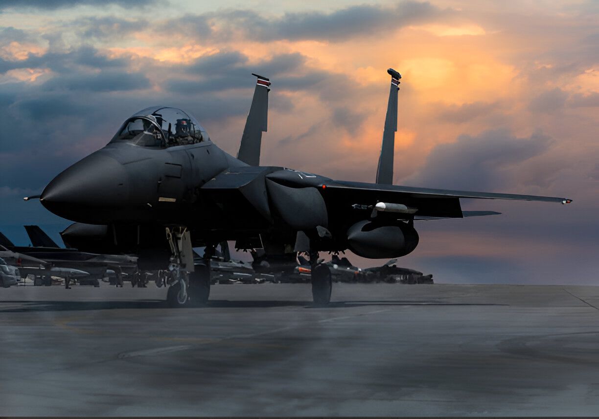 Image of a fighter jet that has utilized a vacuum hot press for producing advanced composites.