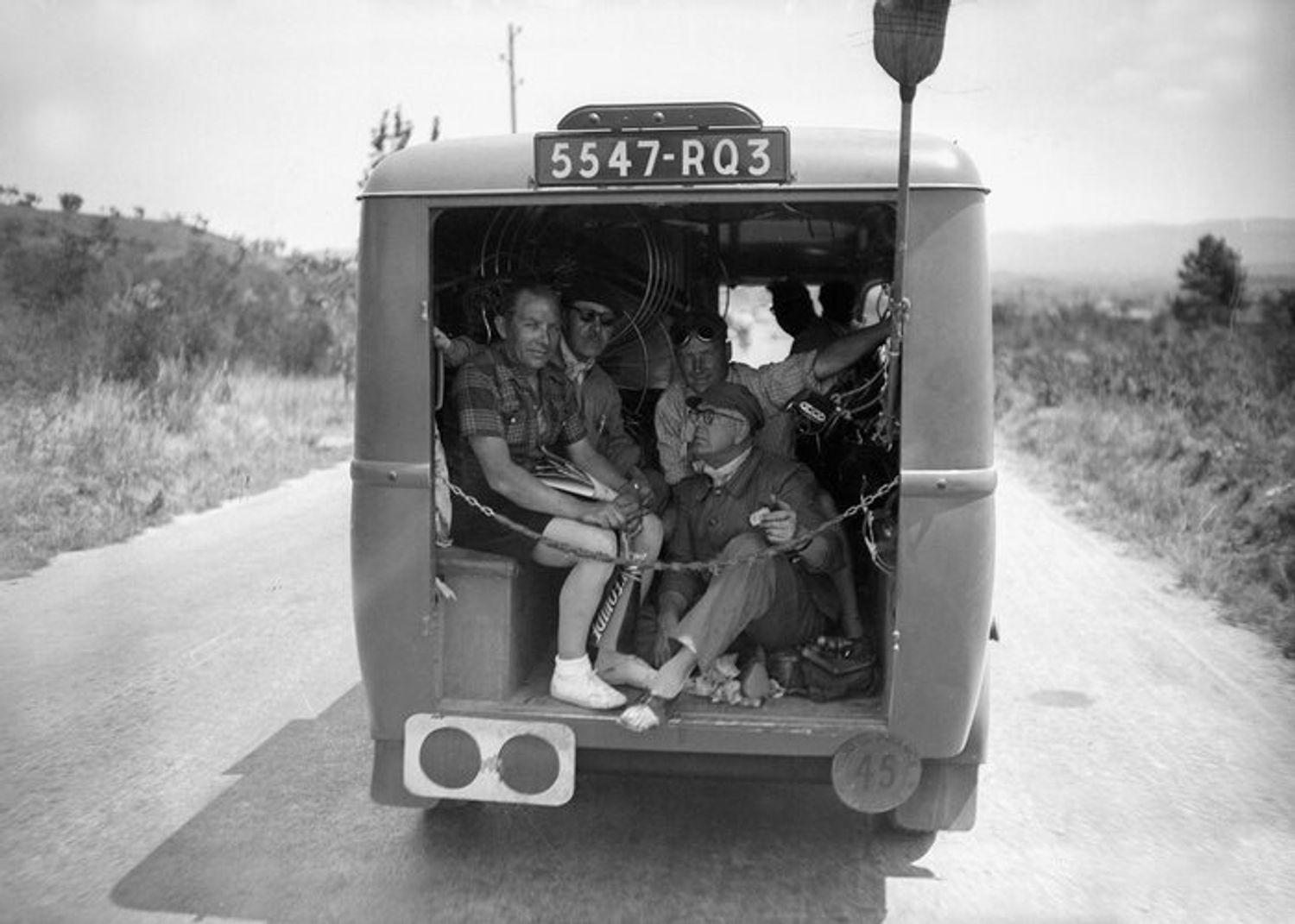 Tour de France cyclists being swept by the Broom Wagon because they were too slow