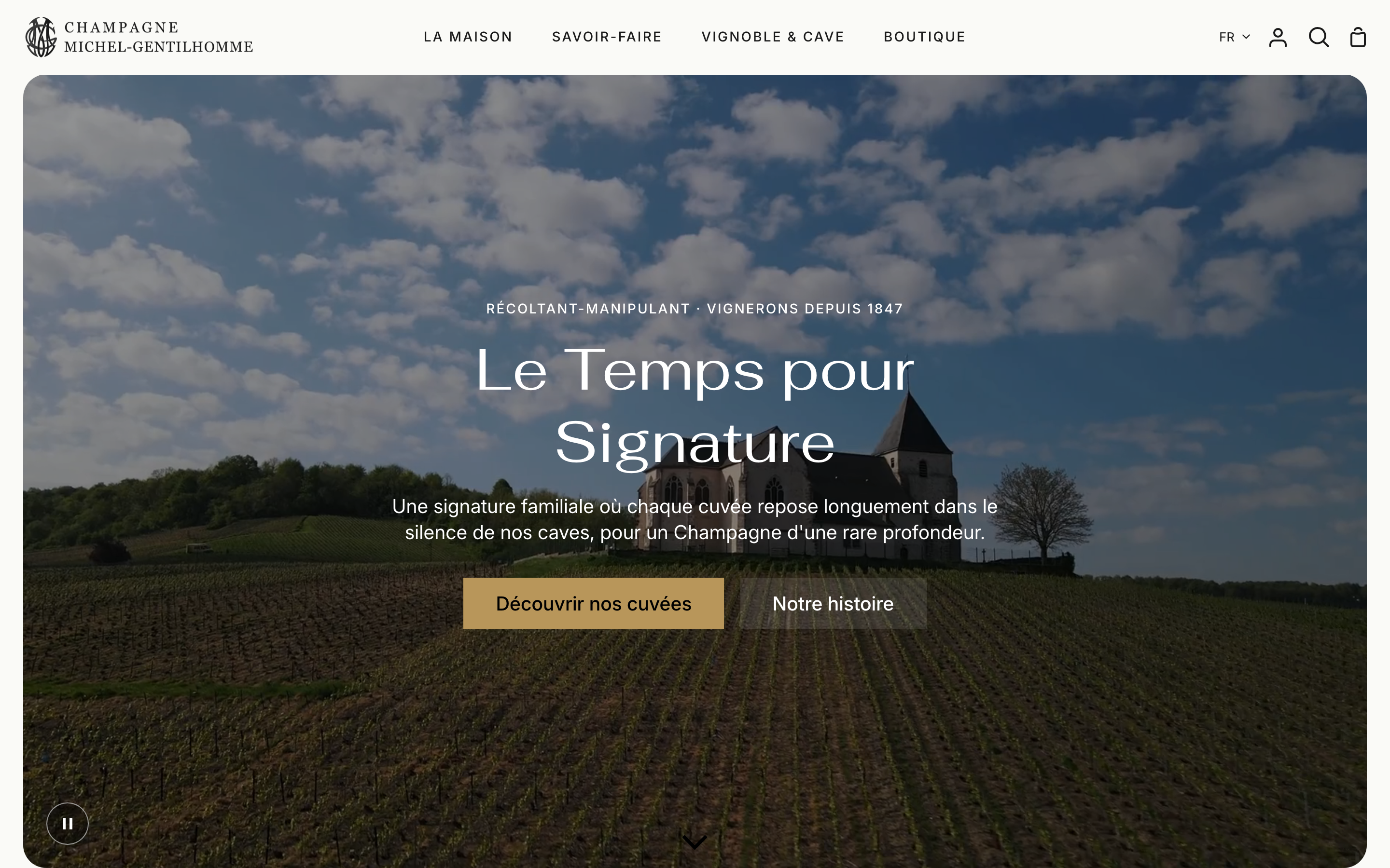 Page d'accueil de la boutique Champagne Michel-Gentilhomme