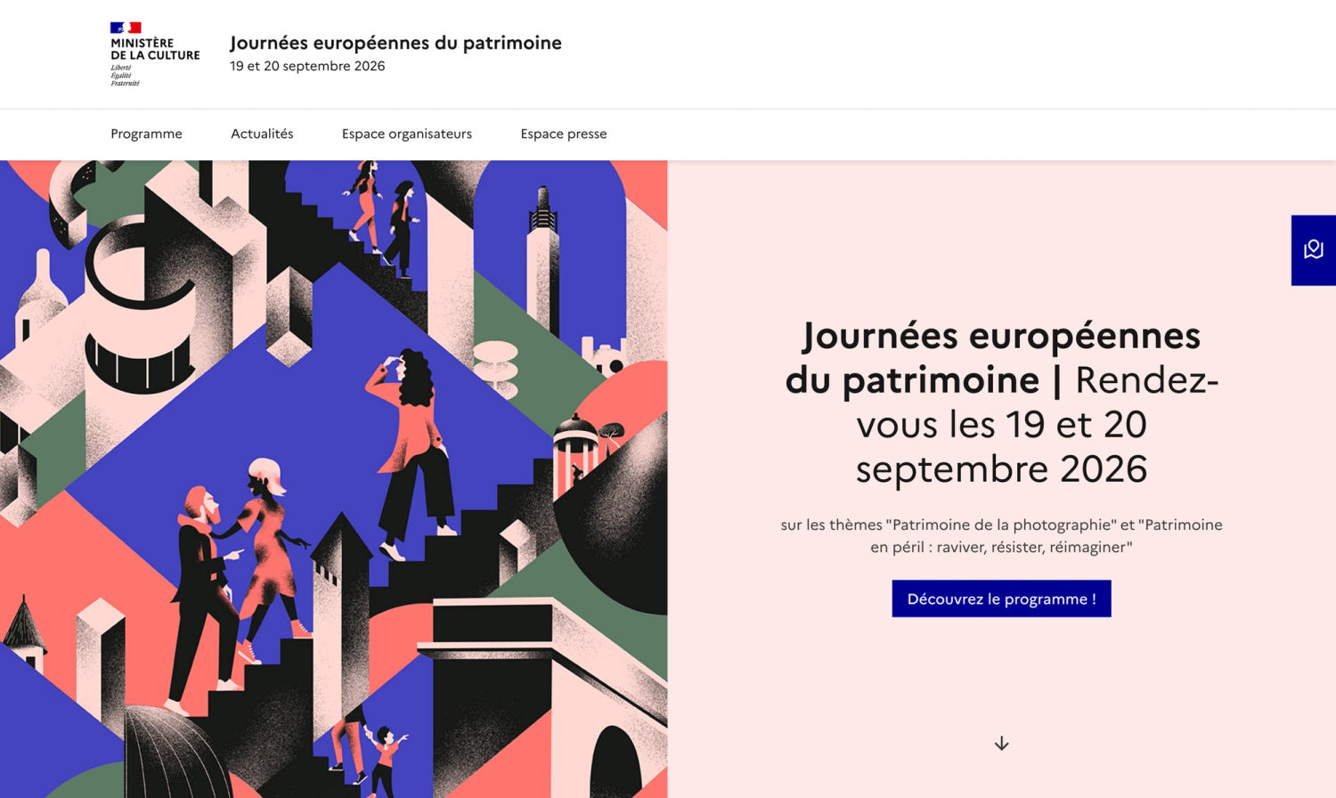 The French Ministry of Culture's Journées européennes du patrimoine site, 19 and 20 September 2026