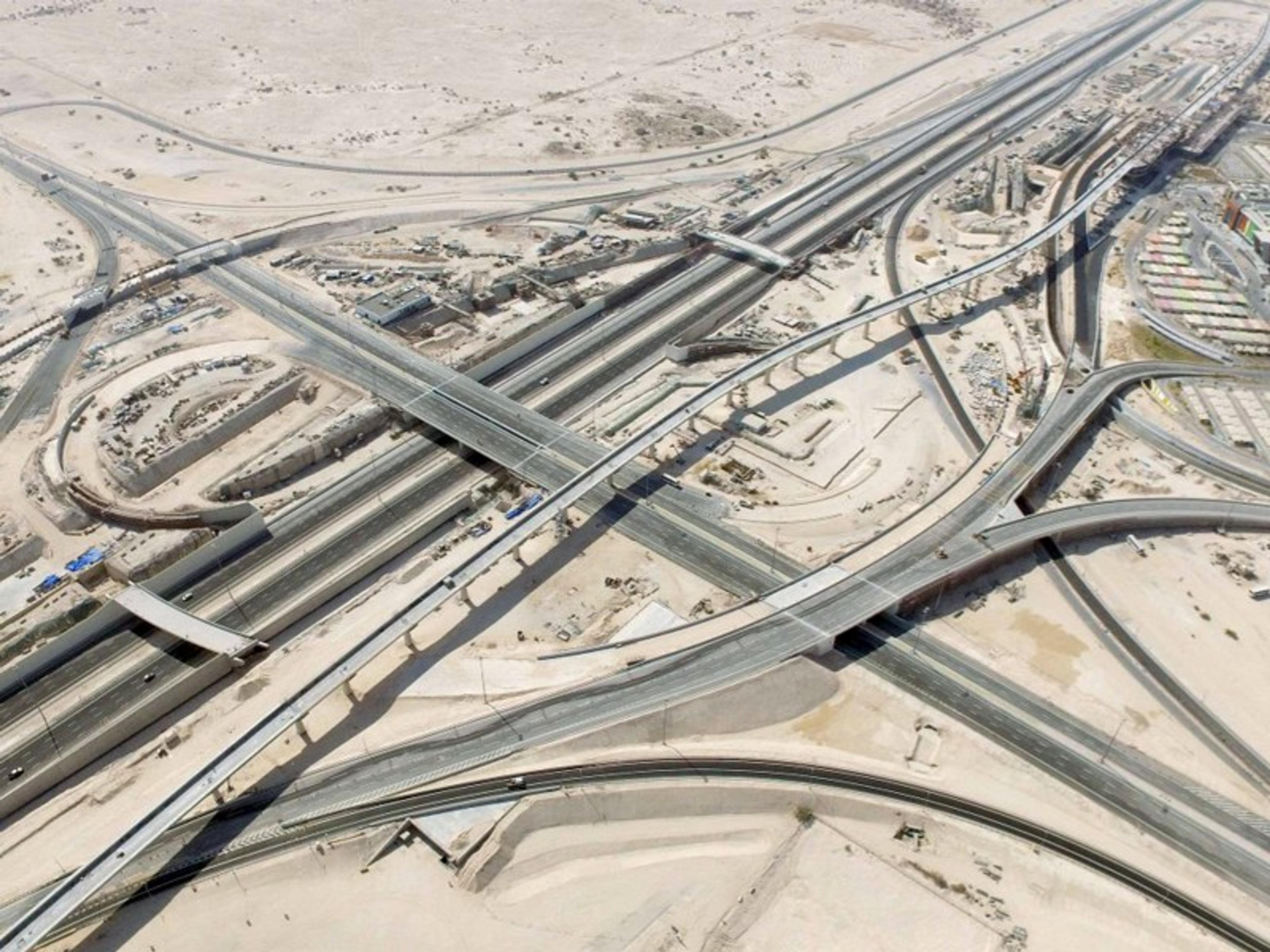 Aerial view of the Dukhan Highway interchange in Qatar