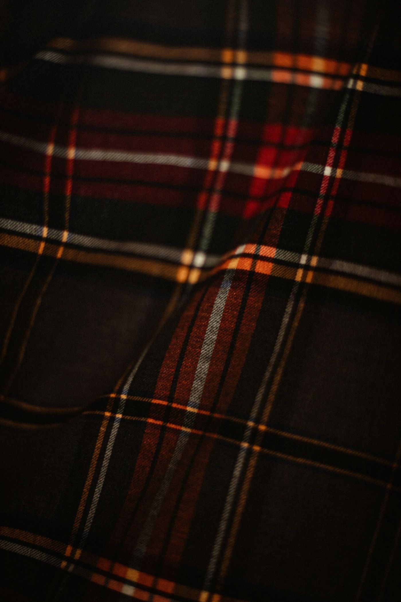 Close-up of red and black plaid fabric