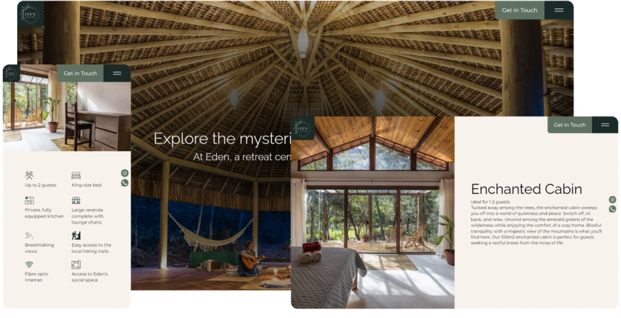 Eden Sanctuary website screenshots