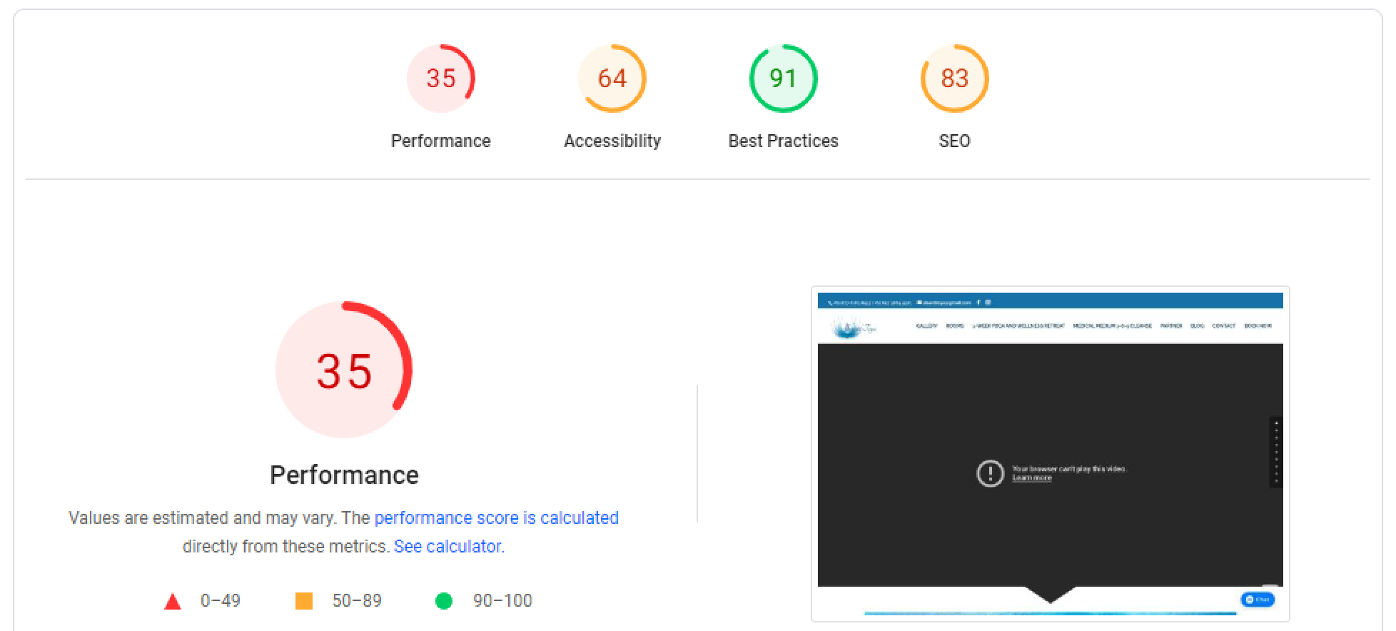 Old page speed insight