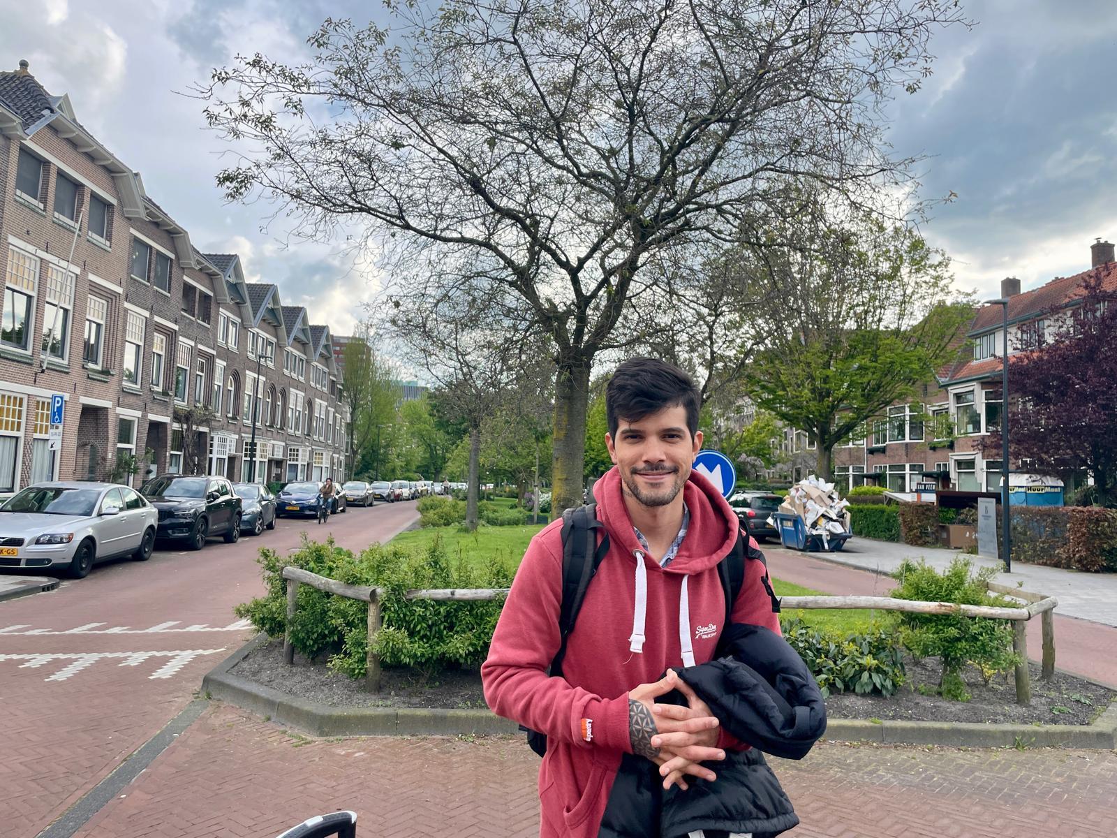 Ronald looking at the camera during his visit to Leiden, Netherlands