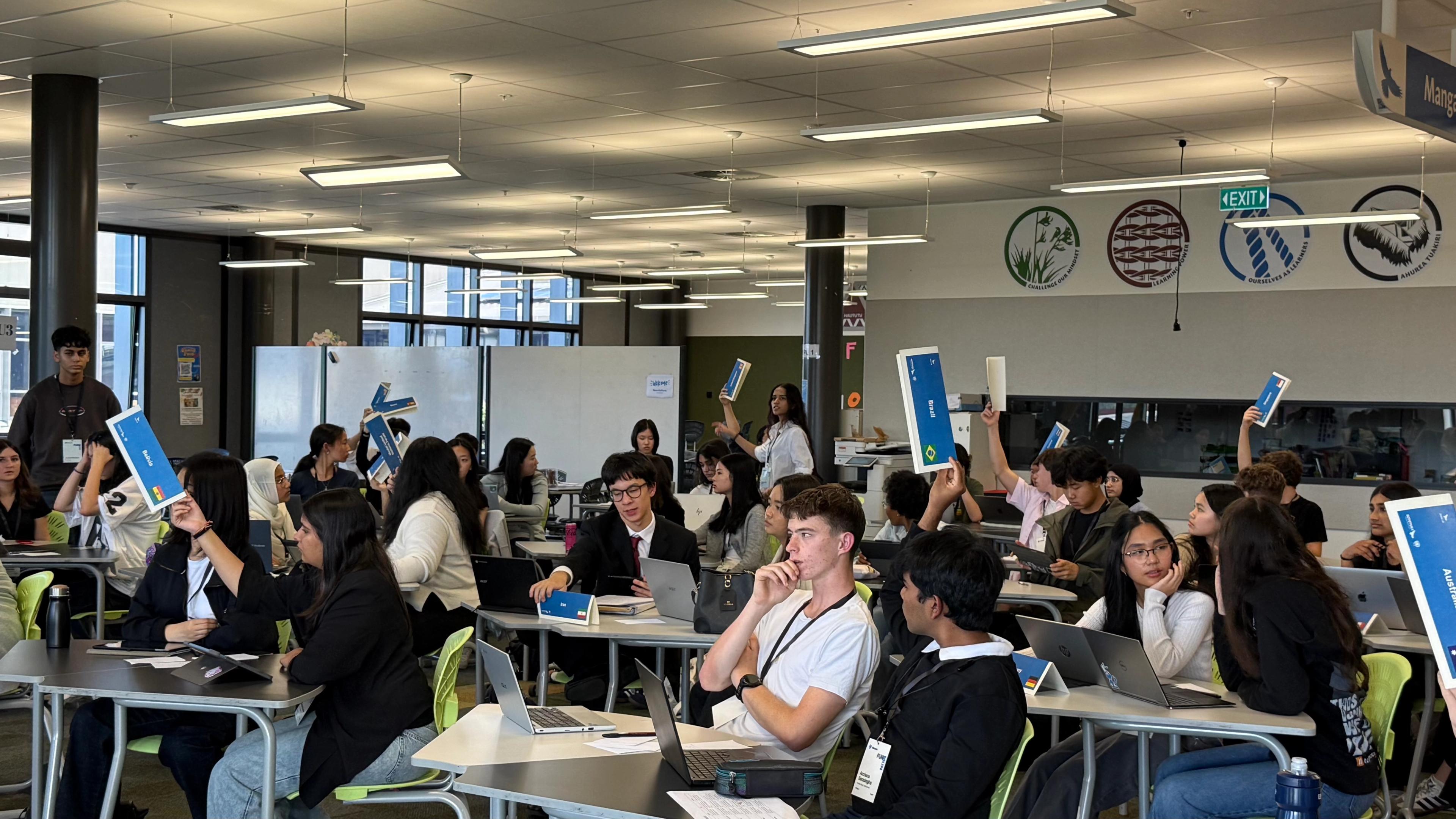Delegates participating in a Model United Nations conference.