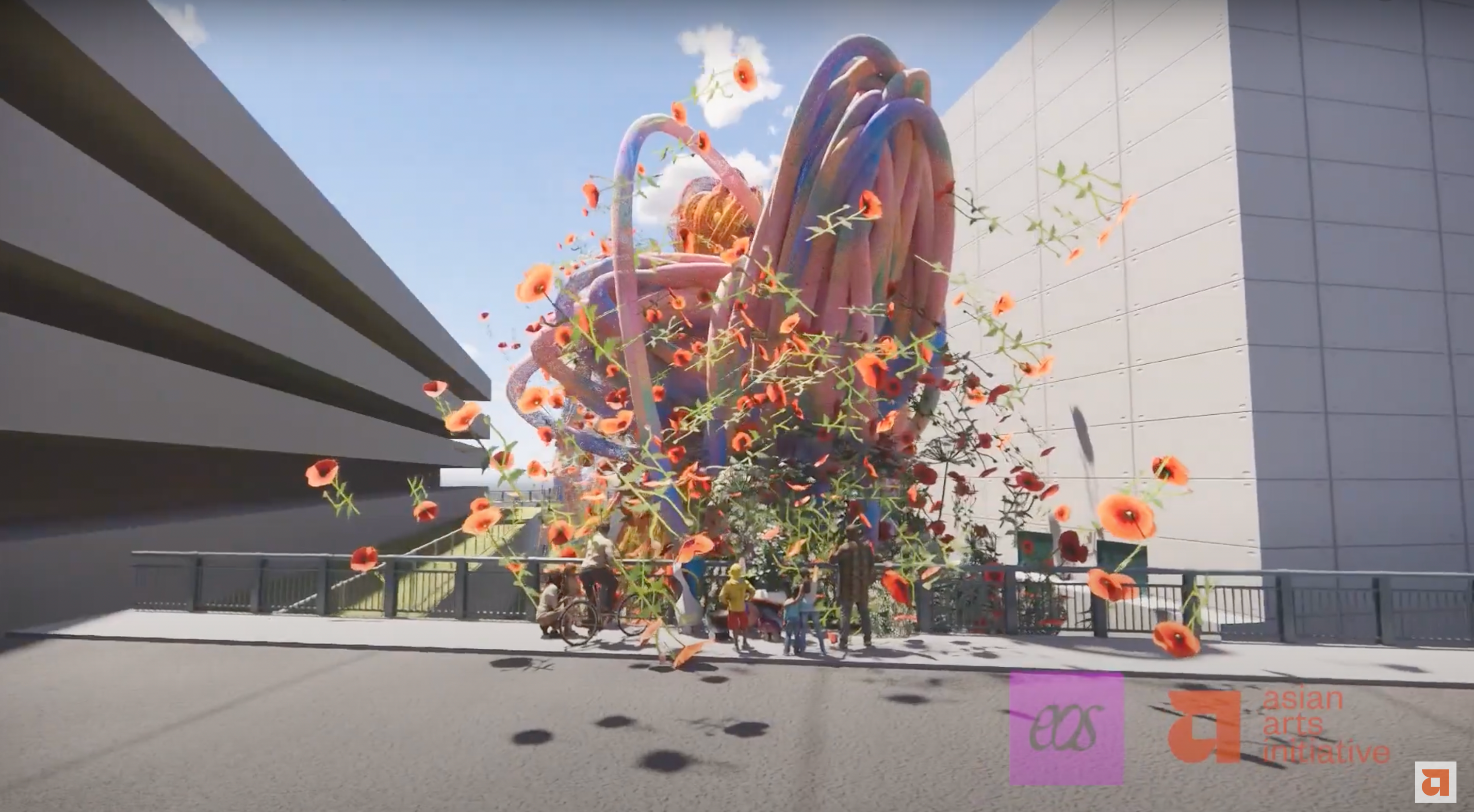 virtual reality image of colorful flowers growing out of the Cut