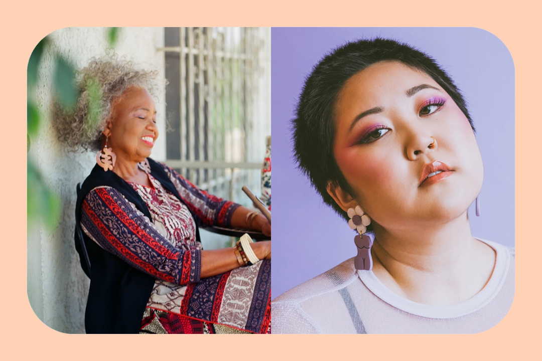 Two separate artist portraits of Maia and Naomi Nakanishi placed next to each other