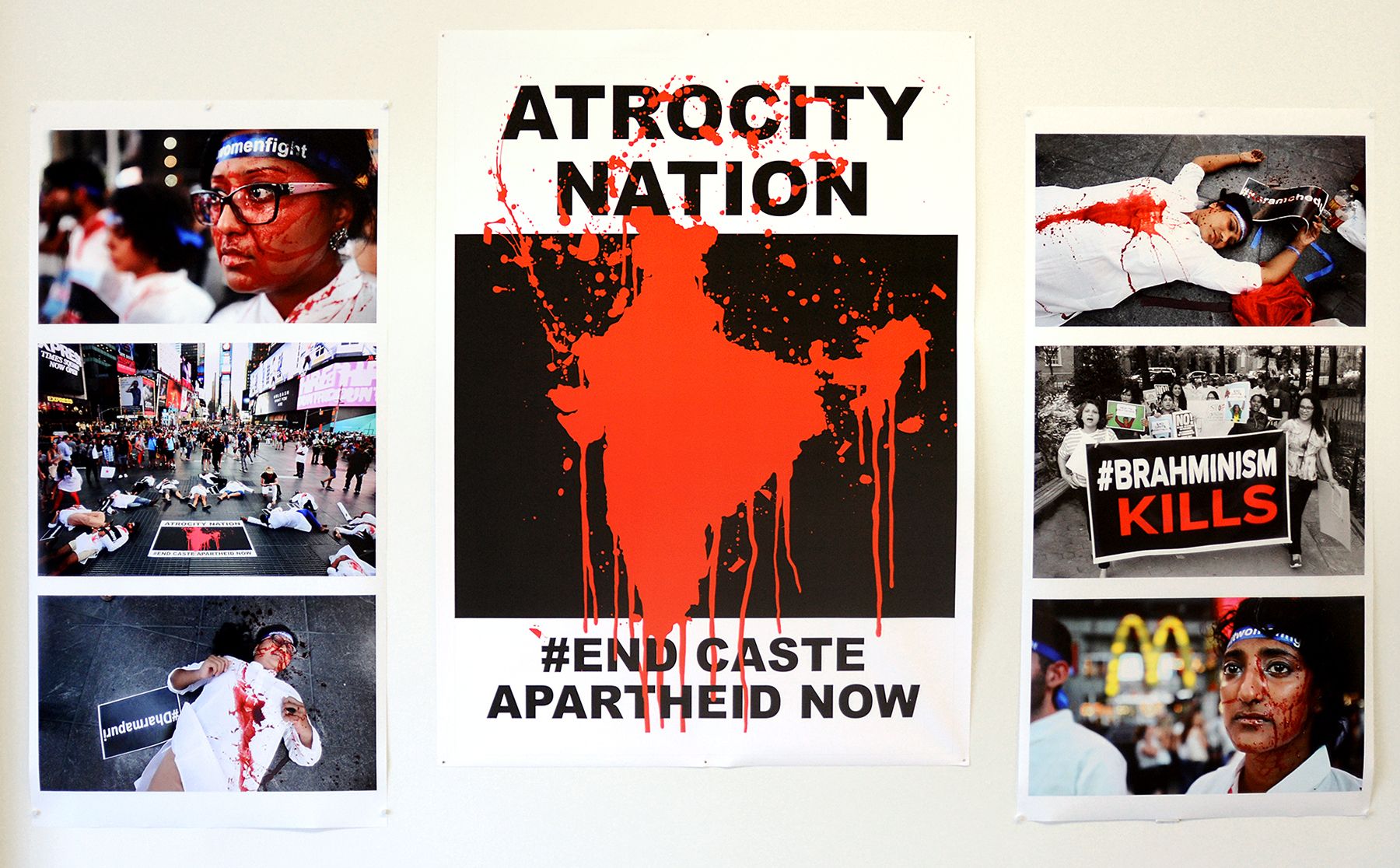 Atrocity Nation’s Equality Labs banner with pictures and text “End Caste Apartheid Now”.