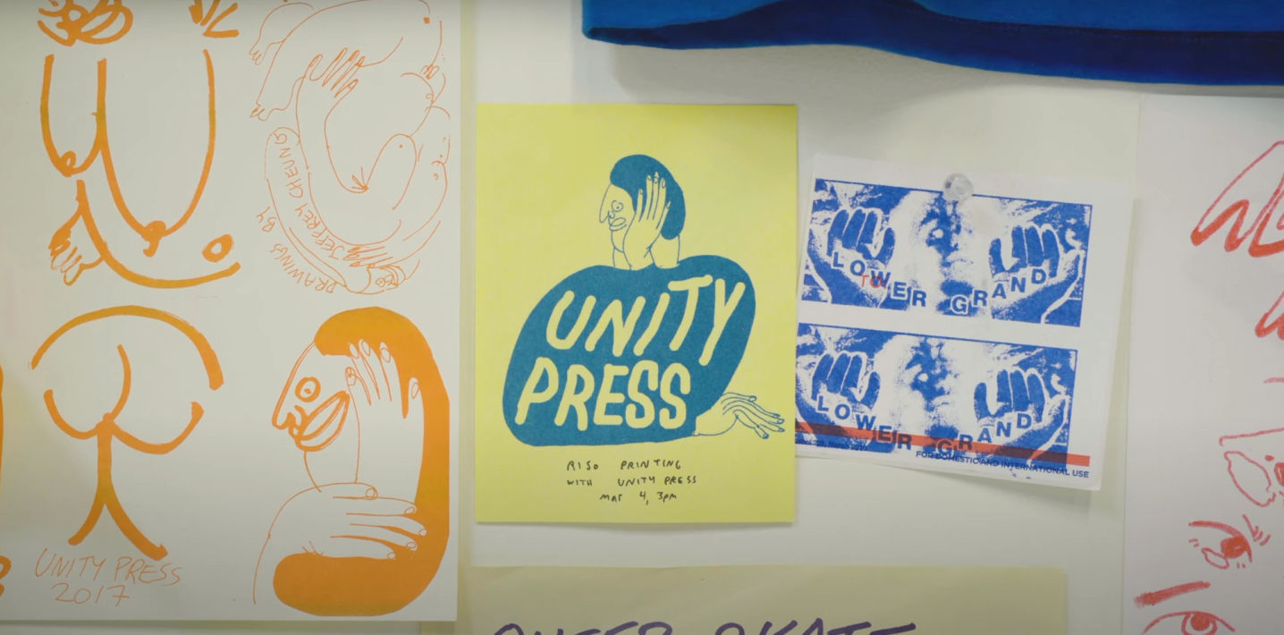images of risograph prints by Unity Press