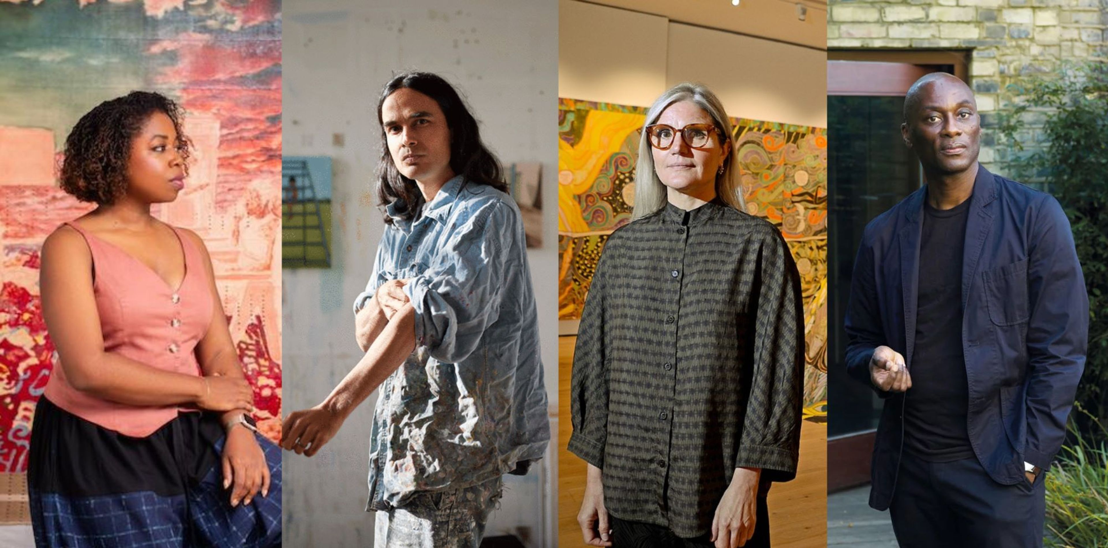 Portraits of the artists Nengi Omuku, Matthew Krishanu, Emma Talbot and the BAS10 curator Ekow Eshun.