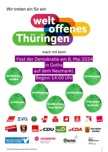 Plakat - Weltoffenes Thüringen - Tag der Demokratie